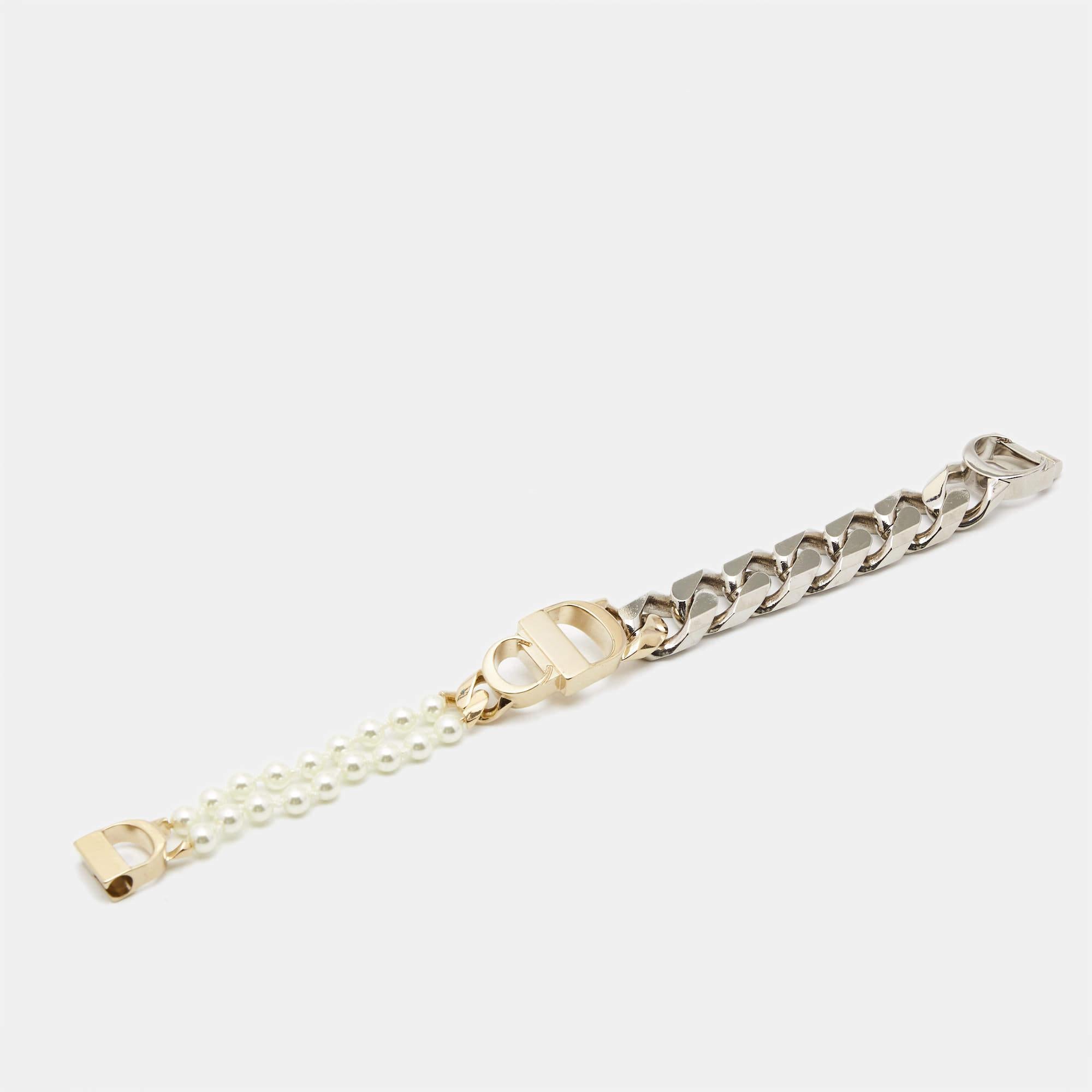 Aesthetic Movement Dior x Sacai Faux Pearl Two Tone Bracelet