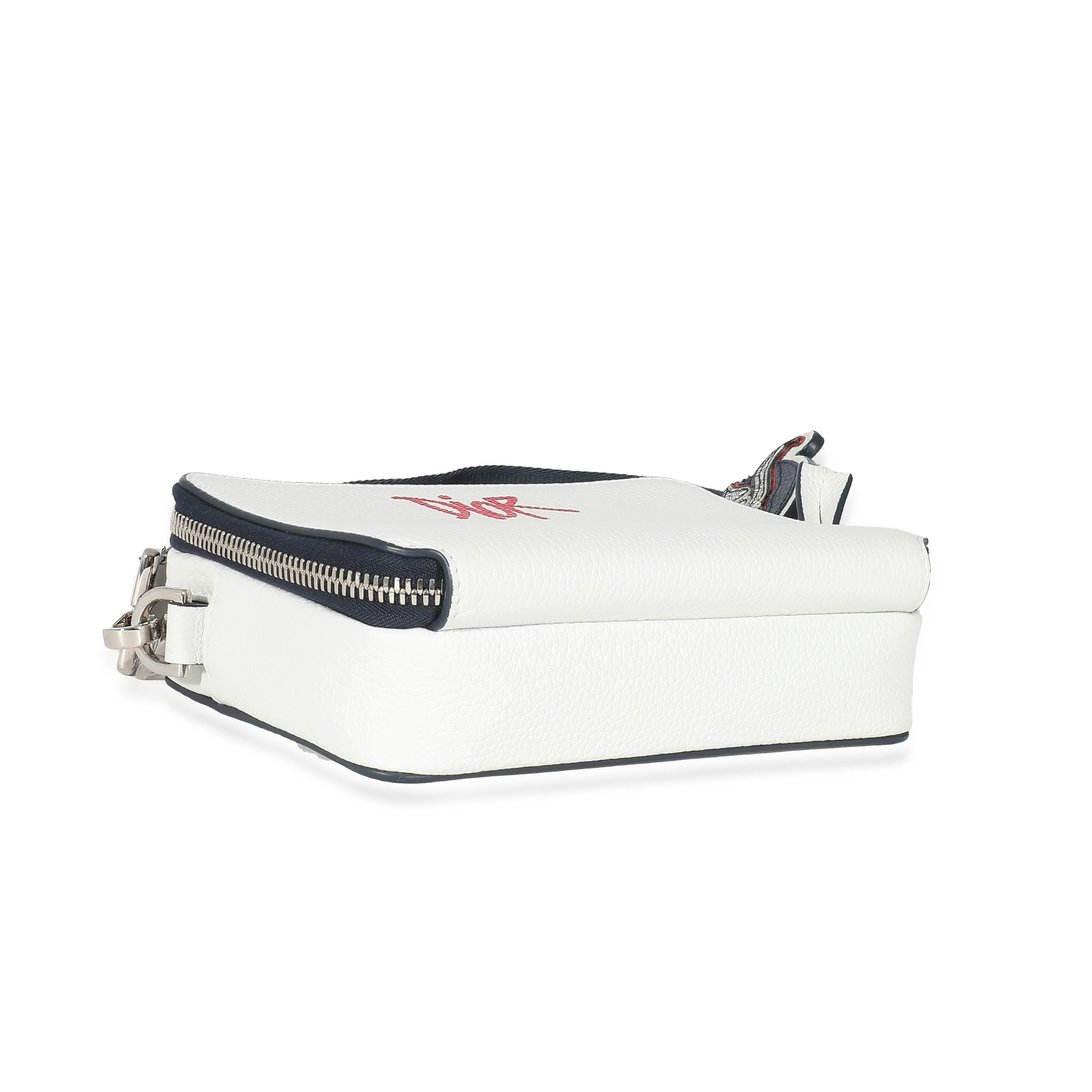 Women's or Men's Dior x Shawn Stussy White Grained Calfskin Double Zip Crossbody Pouch