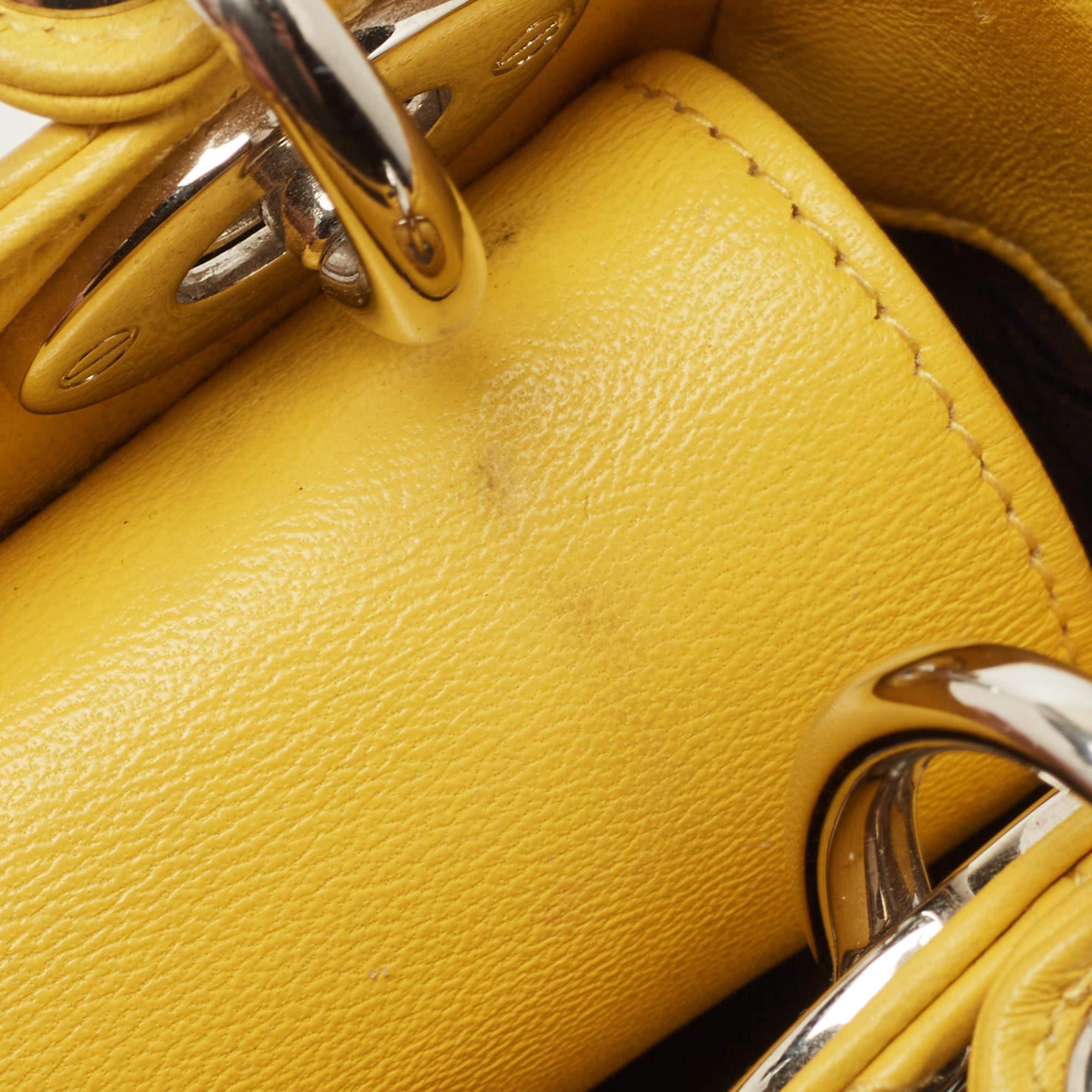 Dior Yellow Cannage Leather Mini Chain Lady Dior Tote 8