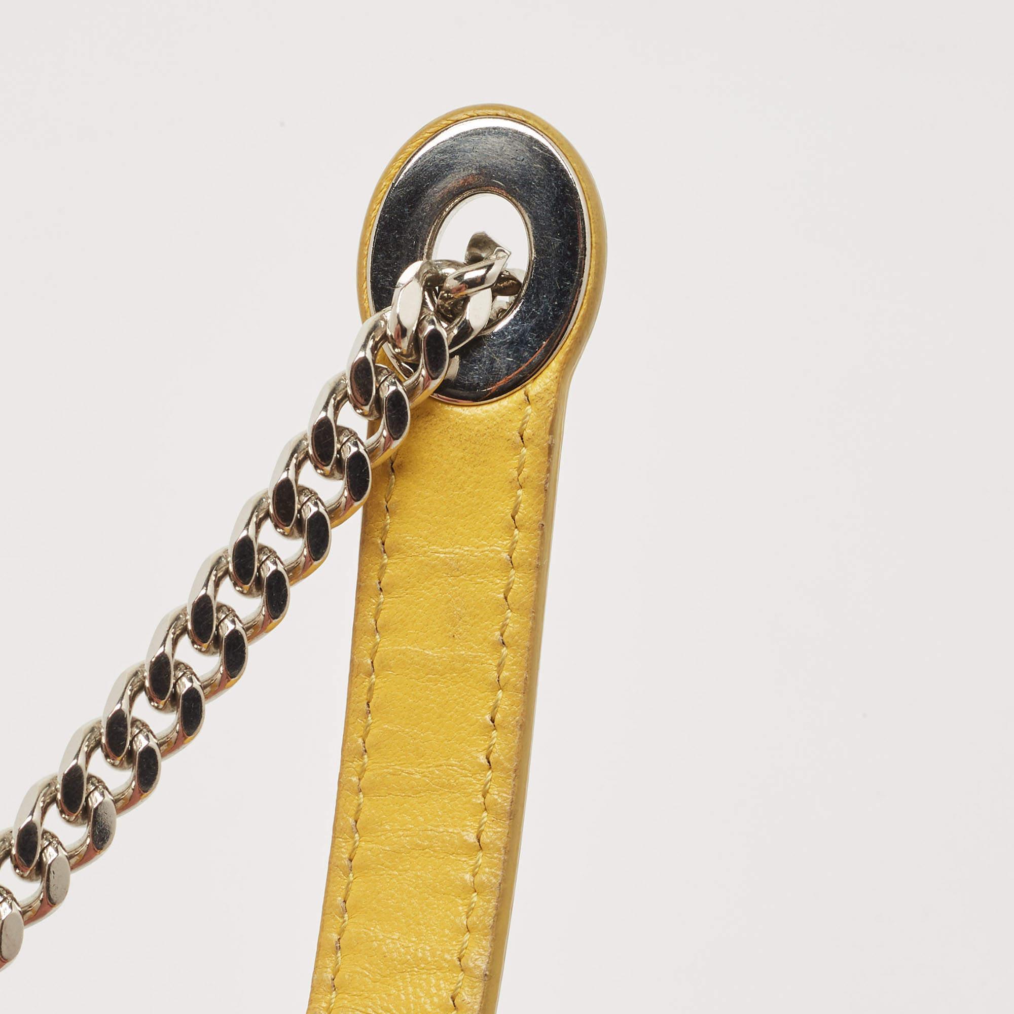 Dior Yellow Cannage Leather Mini Chain Lady Dior Tote 13