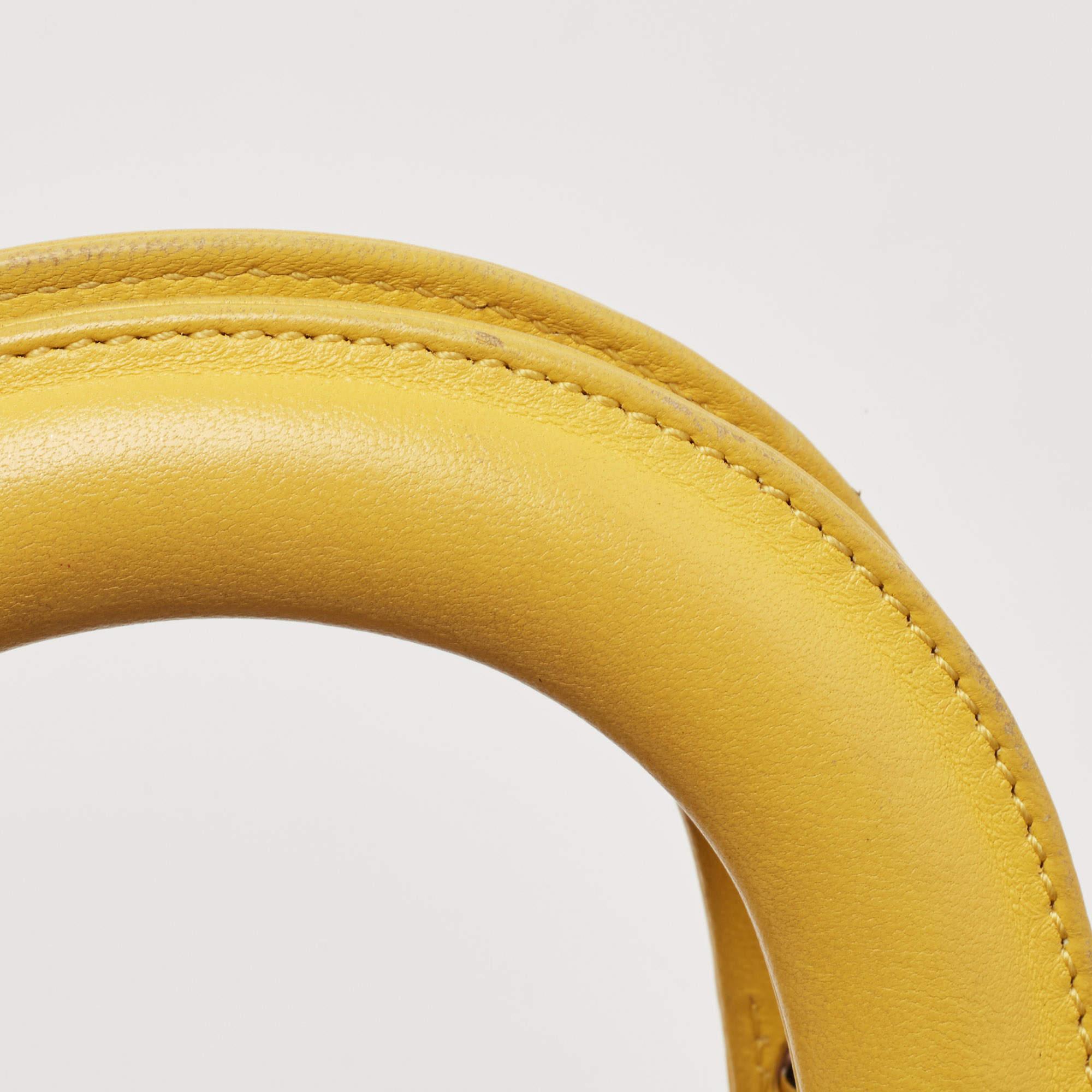 Dior Yellow Cannage Leather Mini Chain Lady Dior Tote 15