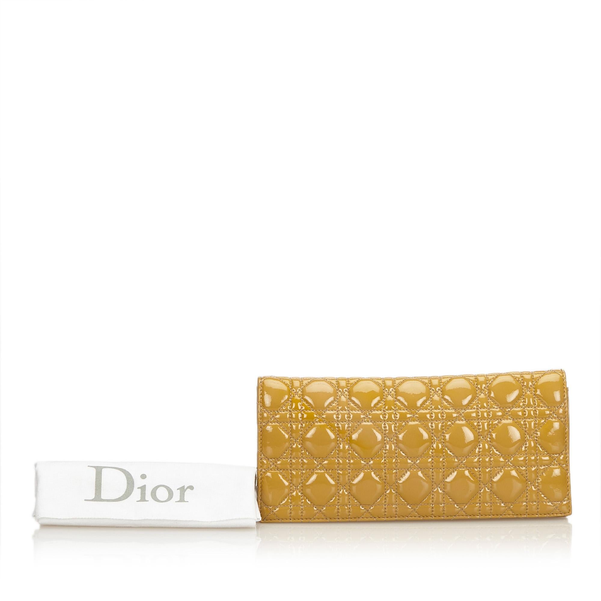 Dior Yellow Cannage Patent Leather Chain Clutch Bag 4