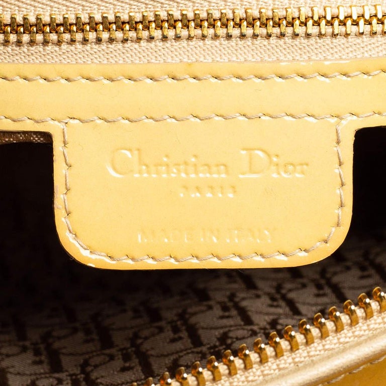 Dior Yellow Cannage Patent Leather Large Lady Dior Tote For Sale at 1stDibs