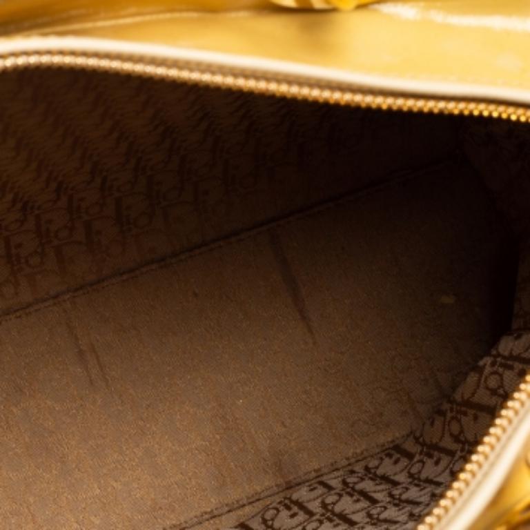 Dior Yellow Cannage Patent Leather Large Lady Dior Tote In Fair Condition In Dubai, Al Qouz 2