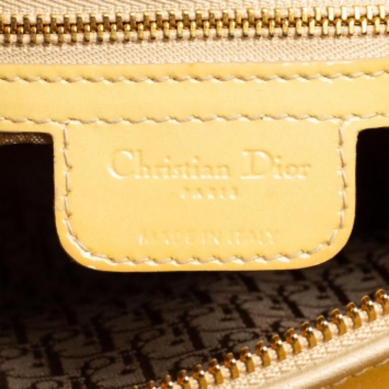 Dior Yellow Cannage Patent Leather Large Lady Dior Tote 2