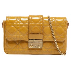 Dior Yellow Cannage Patent Leather Miss Dior Promenade Chain Clutch