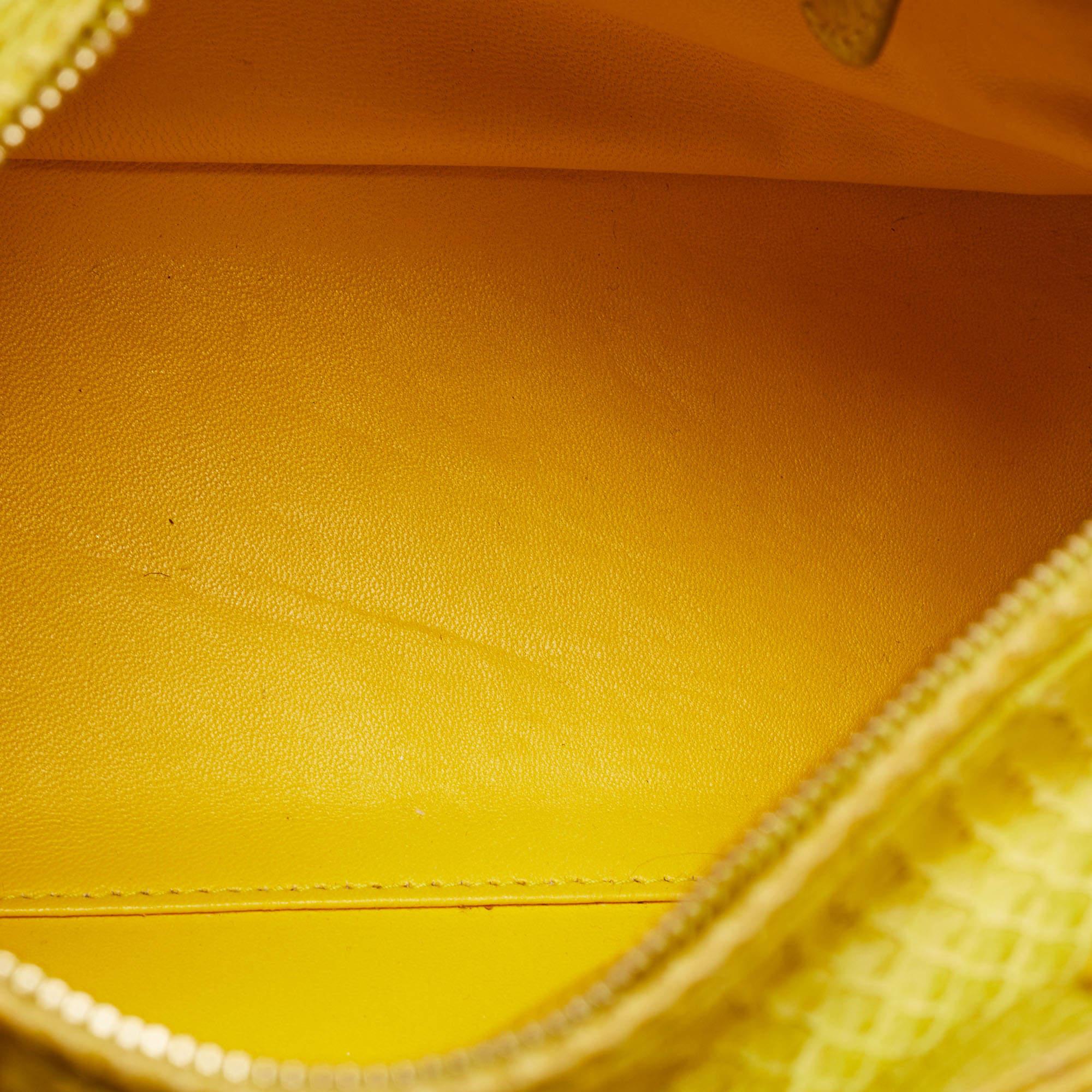Dior Yellow Cannage Python Leather Medium Lady Dior Tote 1
