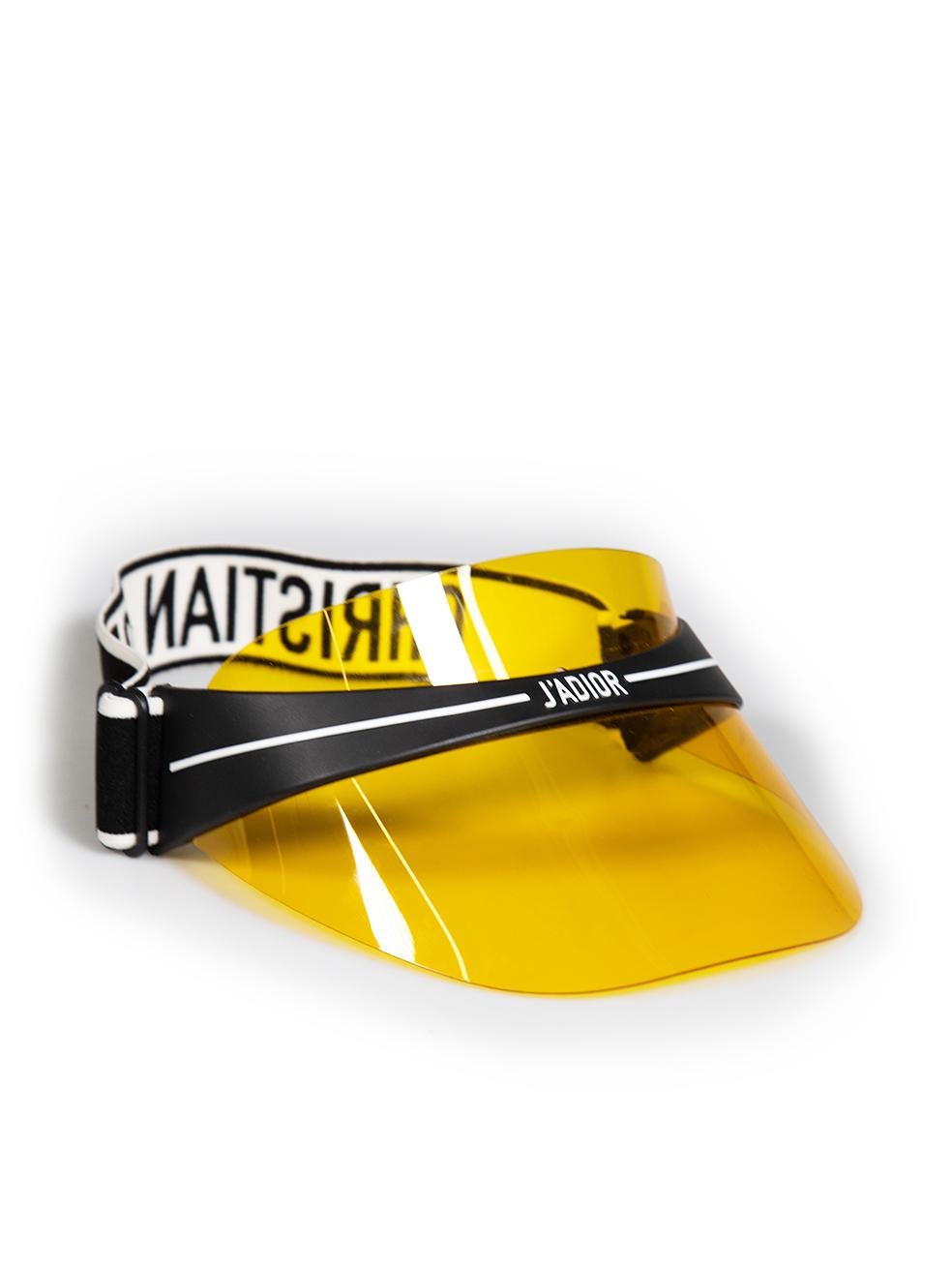 CONDITION is Very good. Minimal wear to hat is evident. Minimal scratches on the visor on this used Dior designer resale item.
 
 
 
 Details
 
 
 Model: Diorclub1 OTL
 
 Yellow
 
 Plastic
 
 Sun visor
 
 Front J'Adior logo
 
 Adjustable and