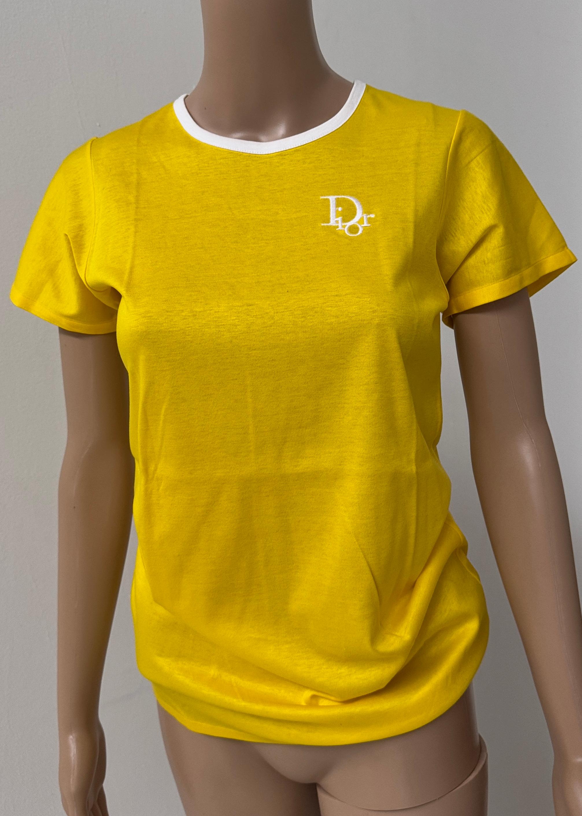 Dior Yellow Fitted Logo T-Shirt – Early 2000s in vendita 1