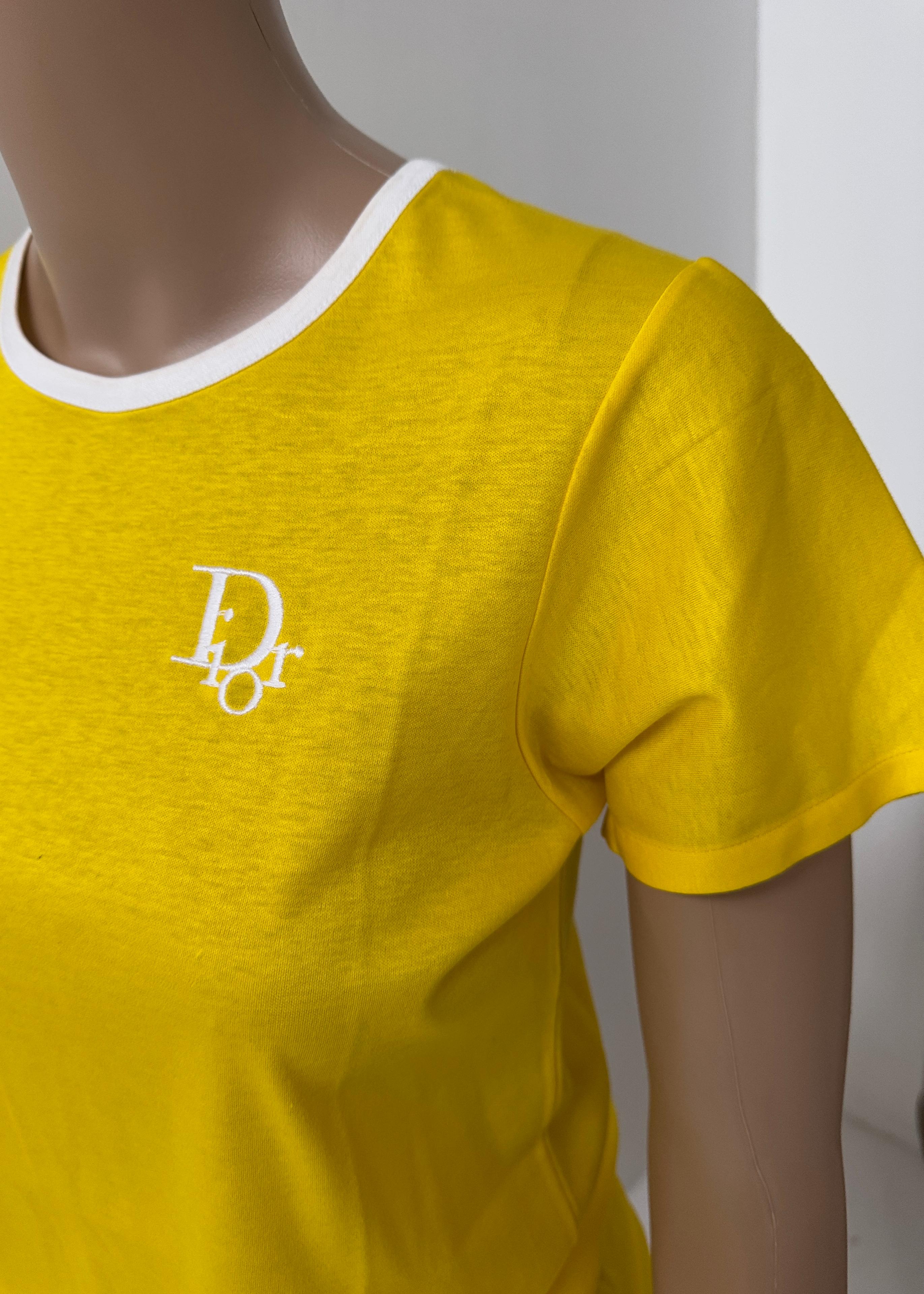 Dior Yellow Fitted Logo T-Shirt – Early 2000s in vendita 3