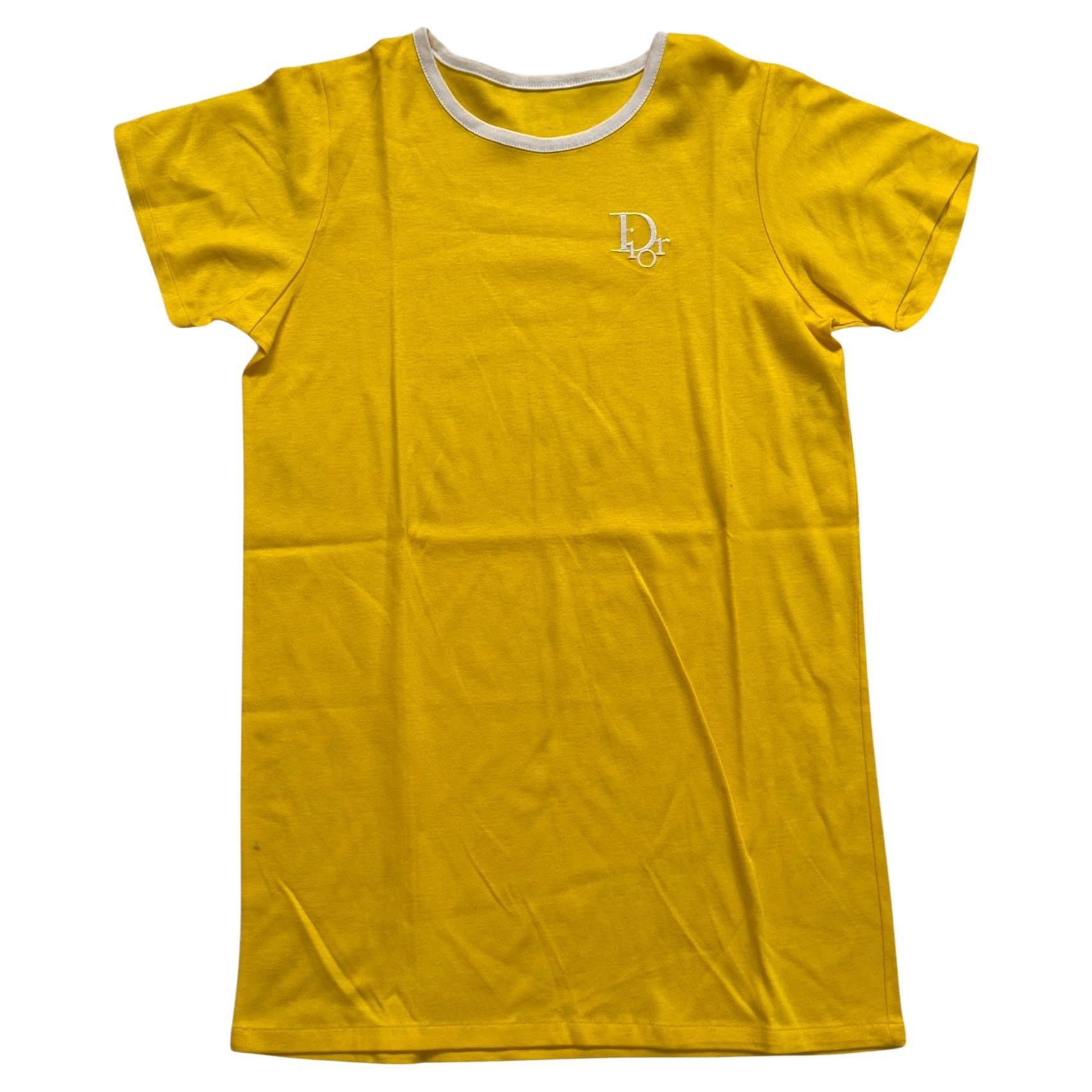 Dior Yellow Fitted Logo T-Shirt – Early 2000s in vendita