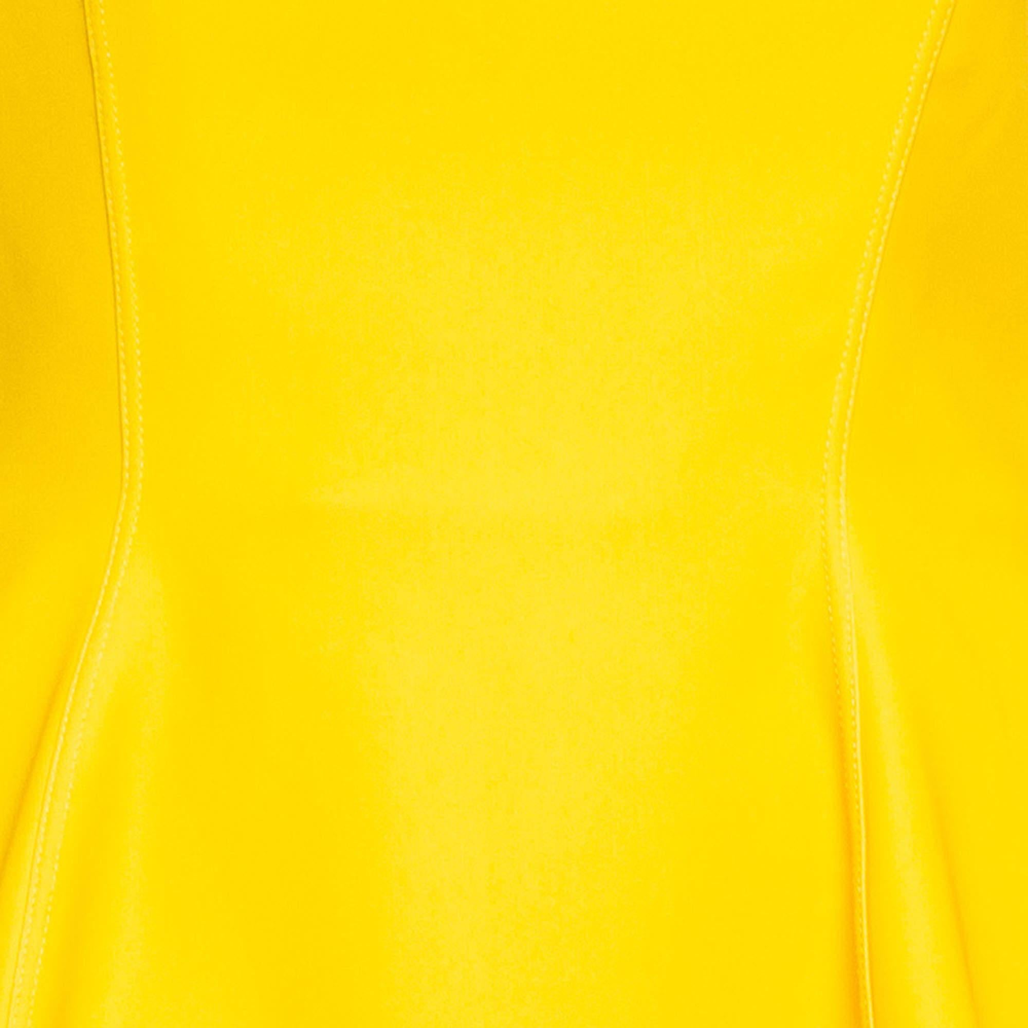 Dior Yellow Jersey Strapless Asymmetric Corset Top M In Good Condition For Sale In Dubai, Al Qouz 2