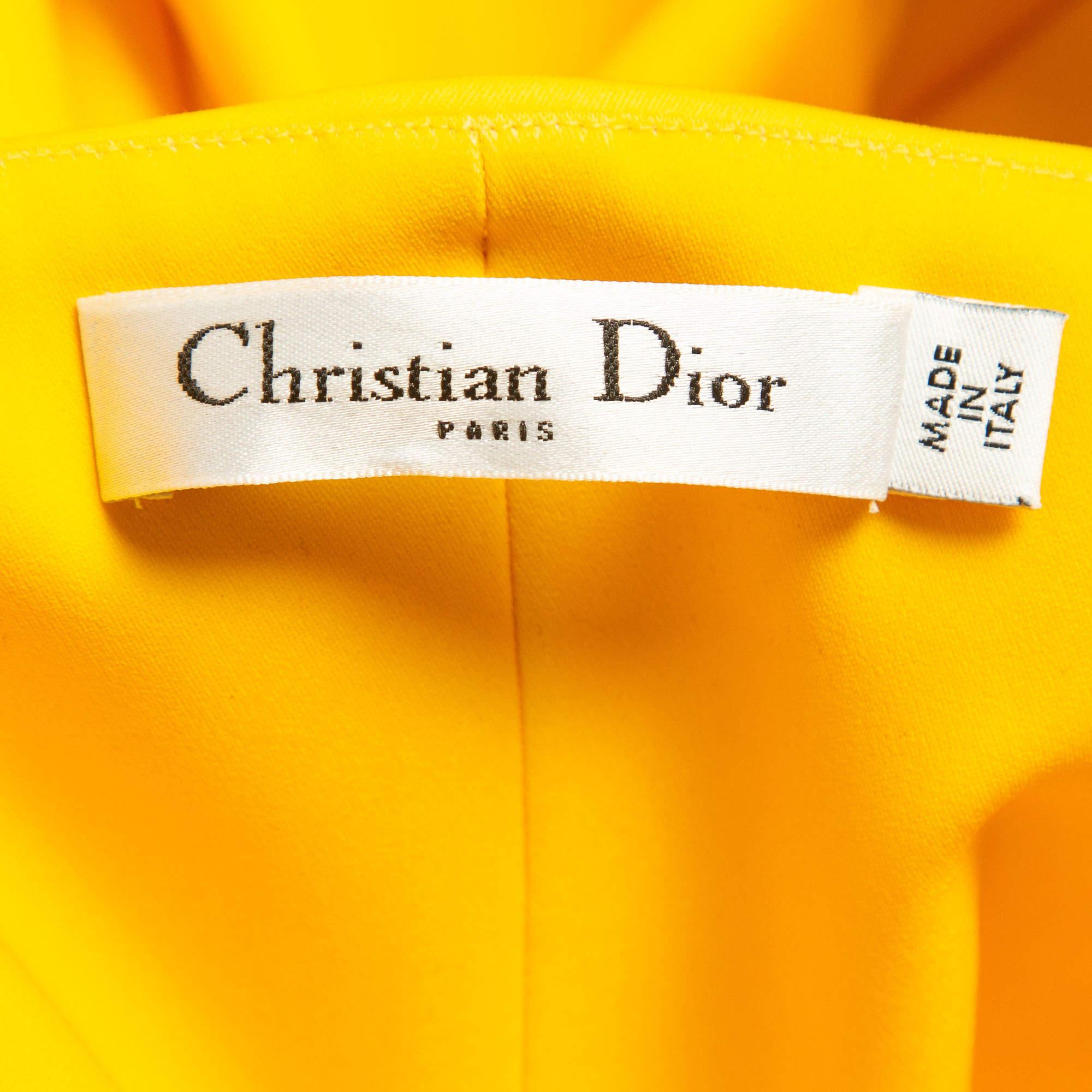 Women's or Men's Dior Yellow Jersey Strapless Asymmetric Corset Top M For Sale