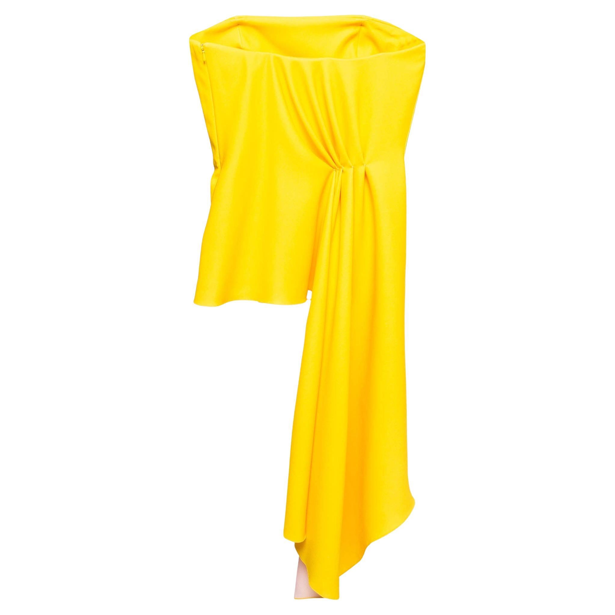 Haut corset asymétrique Dior jaune sans bretelles M en vente
