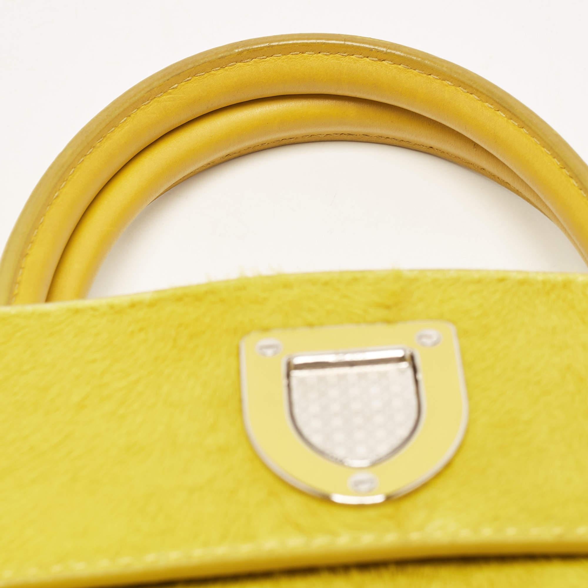 Dior Yellow Leather and Calfhair Mini Diorever Tote 6