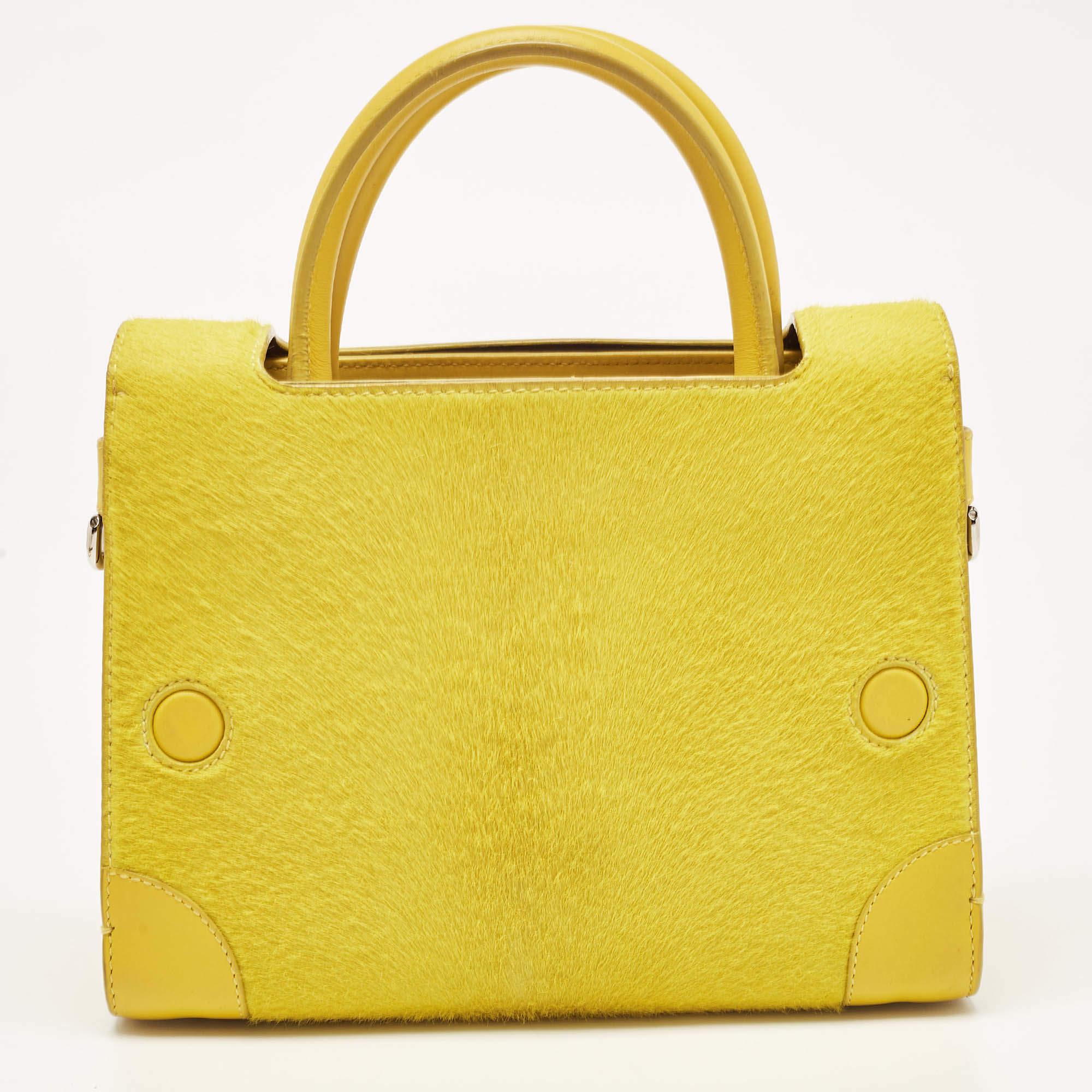 Women's Dior Yellow Leather and Calfhair Mini Diorever Tote