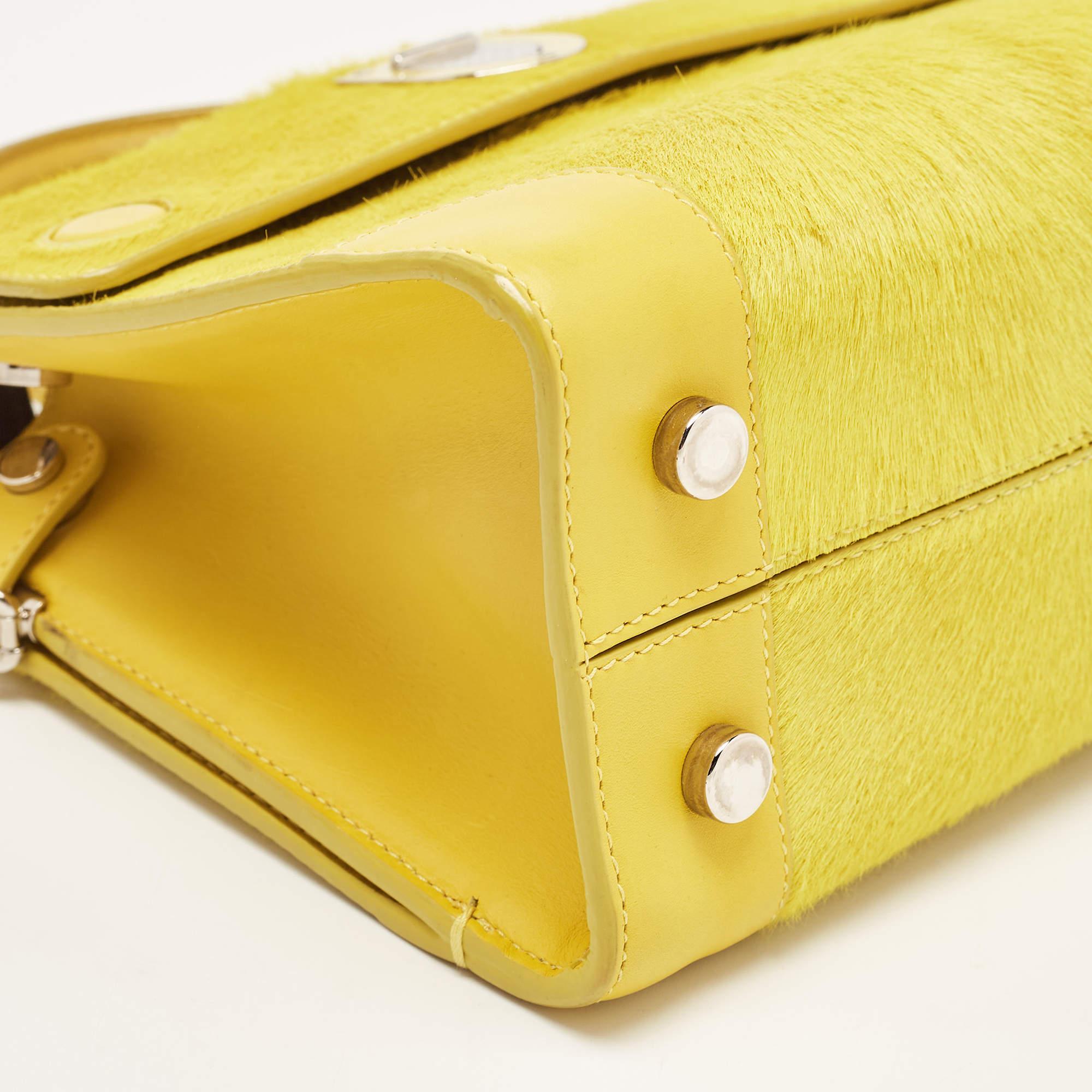 Dior Yellow Leather and Calfhair Mini Diorever Tote 2