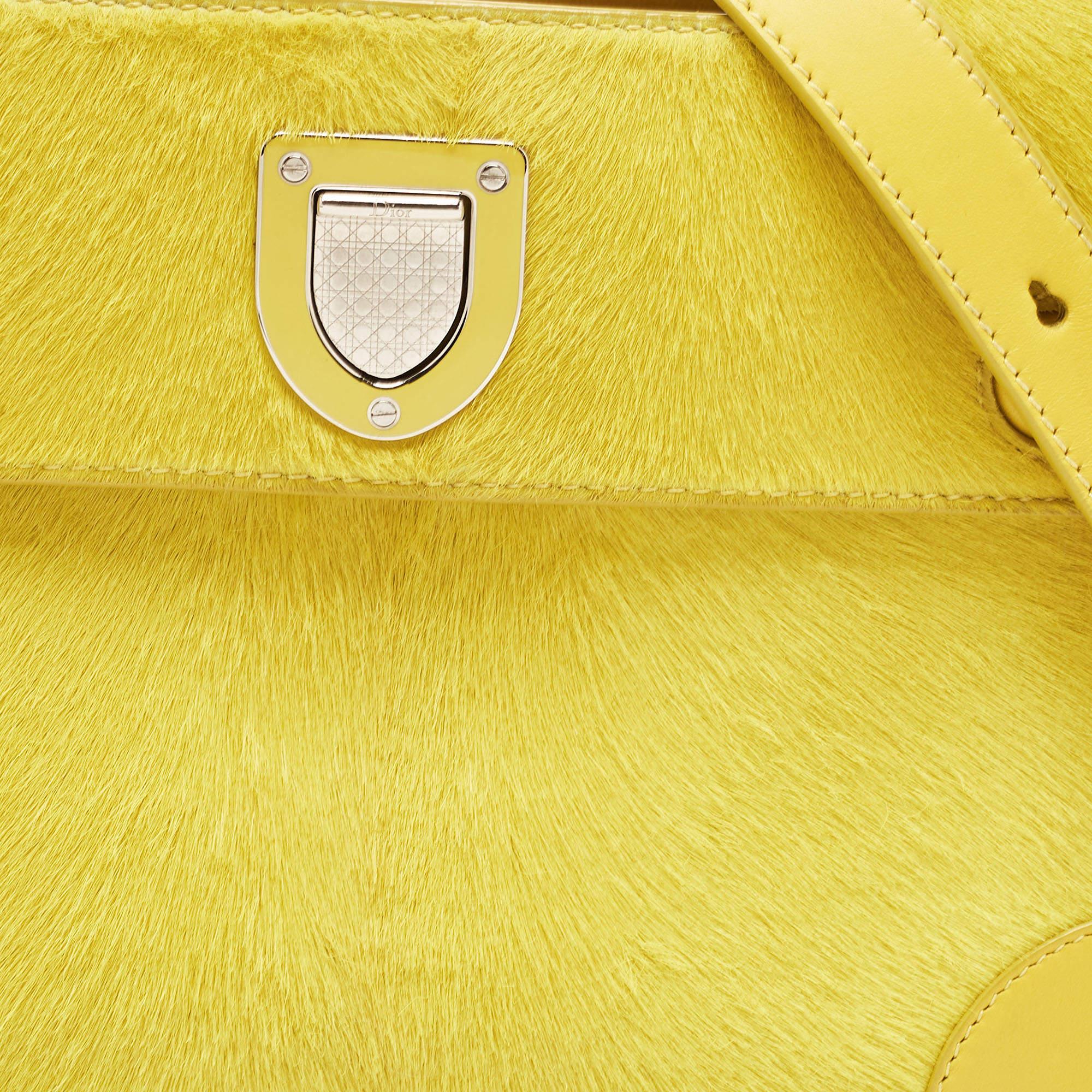 Dior Yellow Leather and Calfhair Mini Diorever Tote 3