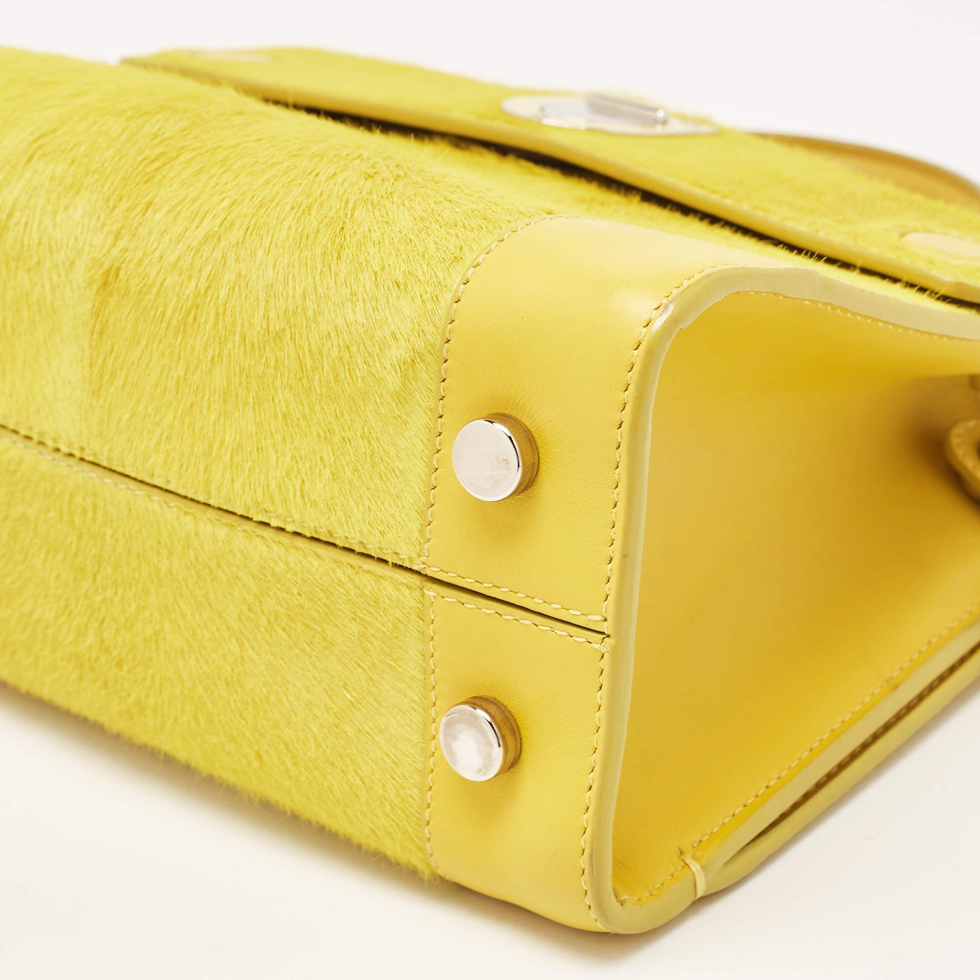Dior Yellow Leather and Calfhair Mini Diorever Tote 4