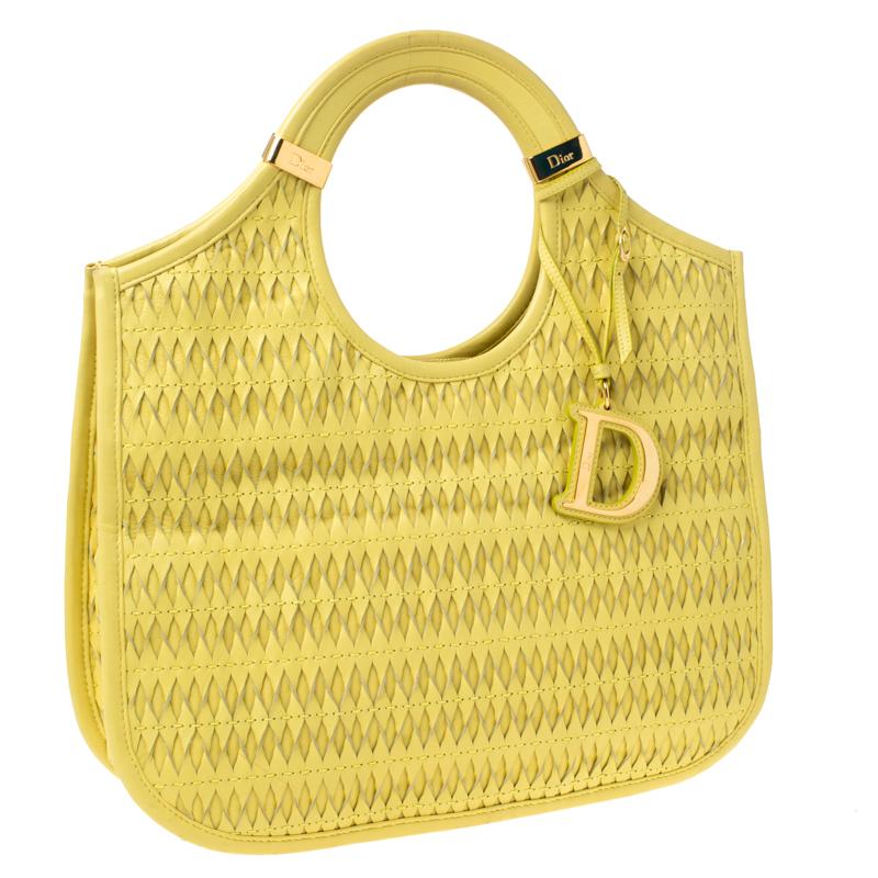Dior Yellow Leather Diorita Hobo In Good Condition In Dubai, Al Qouz 2