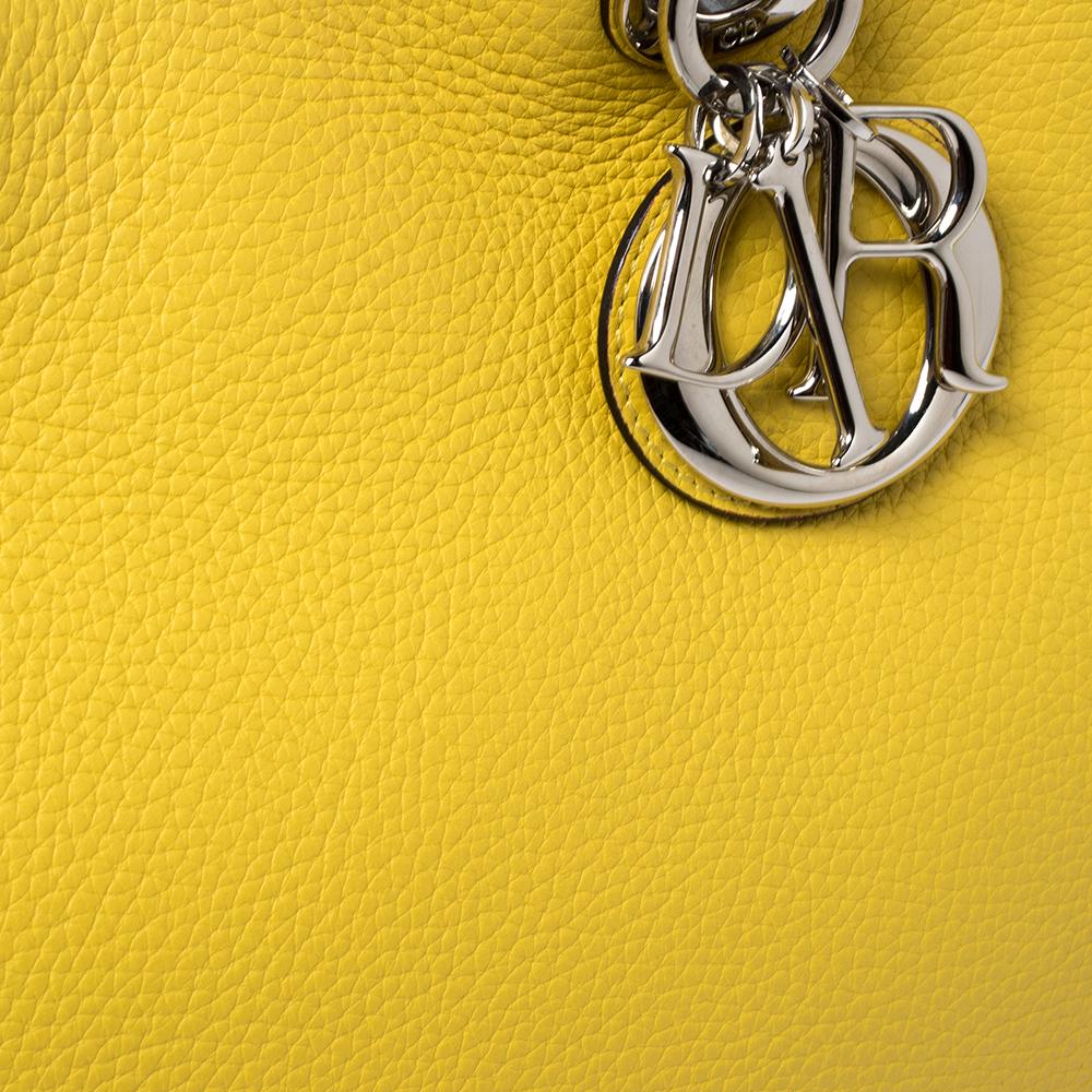 Dior Yellow Leather Medium Diorissimo Shopper Tote 2