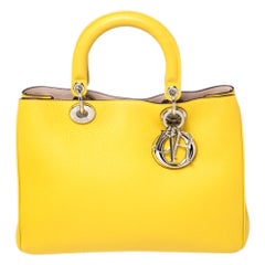 Dior Yellow Leather Medium Diorissimo Shopper Tote