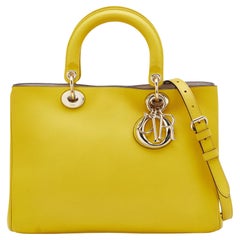 Dior Yellow Leather Medium Diorissimo Shopper Tote