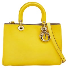 Dior Yellow Leather Medium Diorissimo Shopper Tote