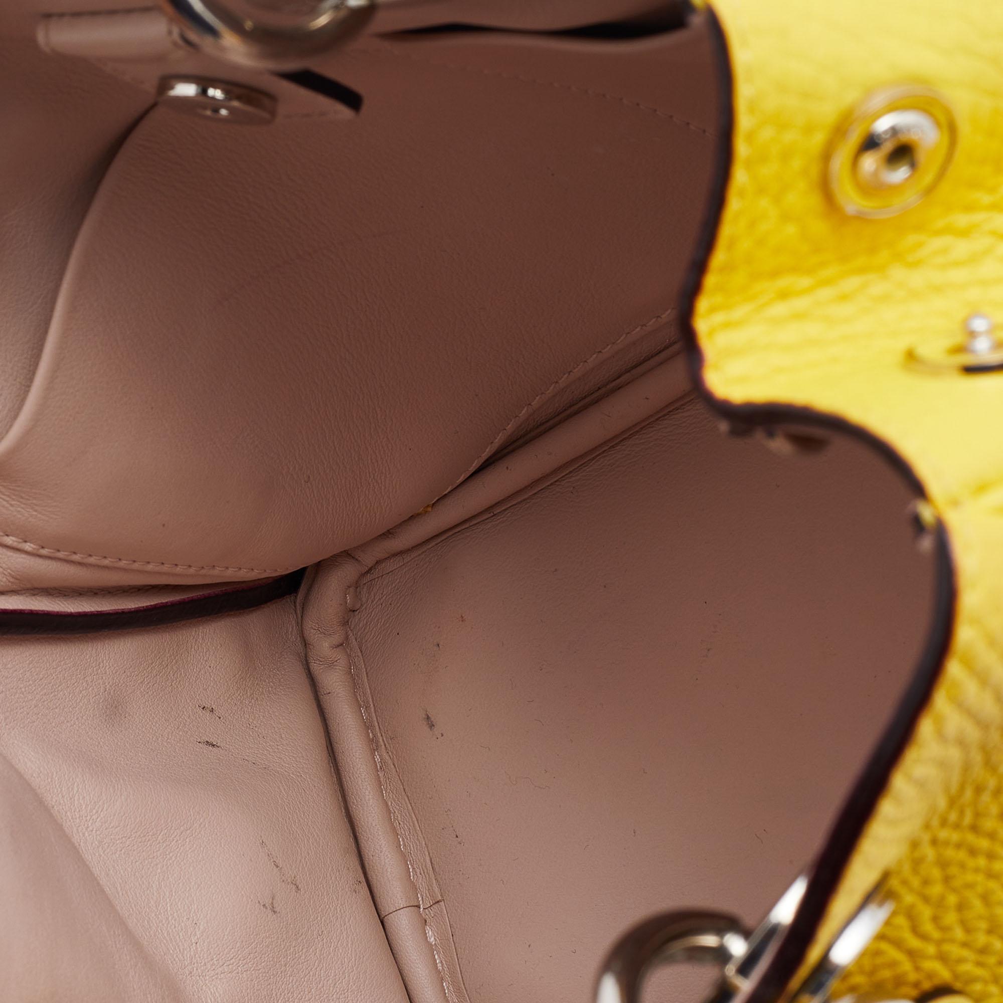 Dior Yellow Leather Mini Diorissimo Tote 6