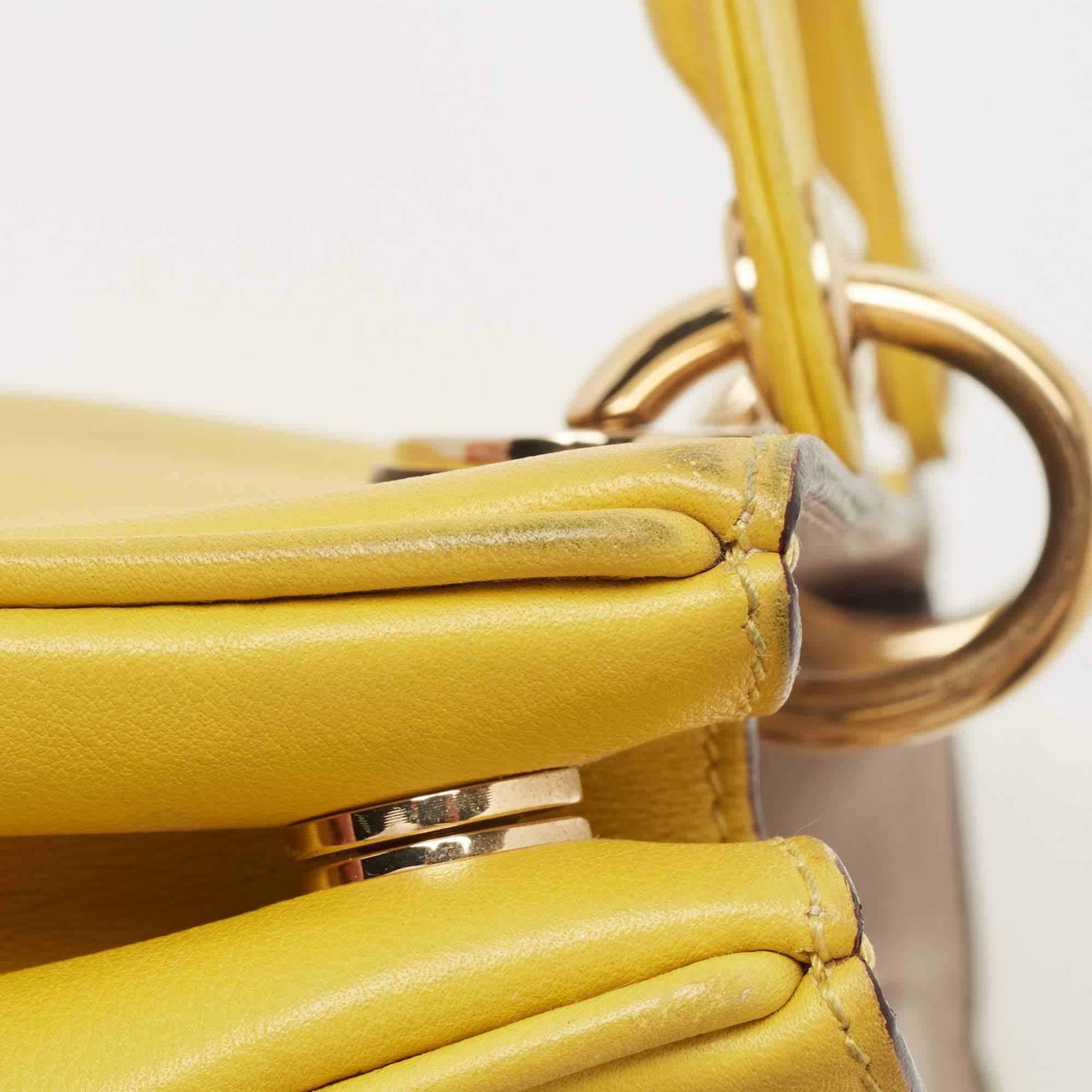 Dior Yellow Leather Mini Diorissimo Tote 7