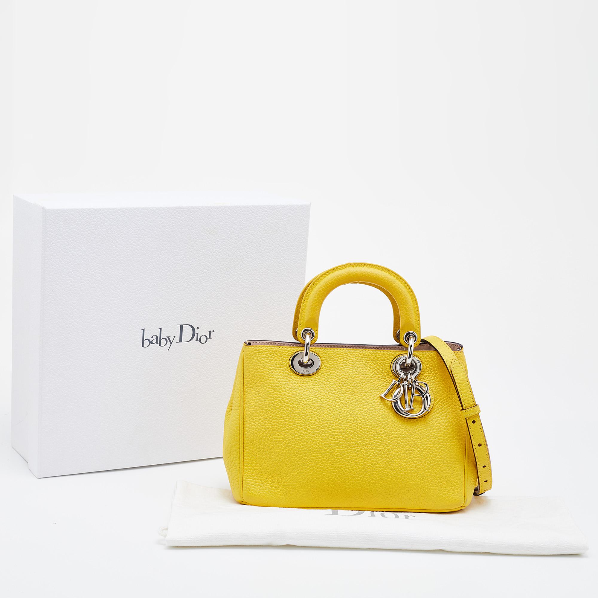 Dior Yellow Leather Mini Diorissimo Tote 10