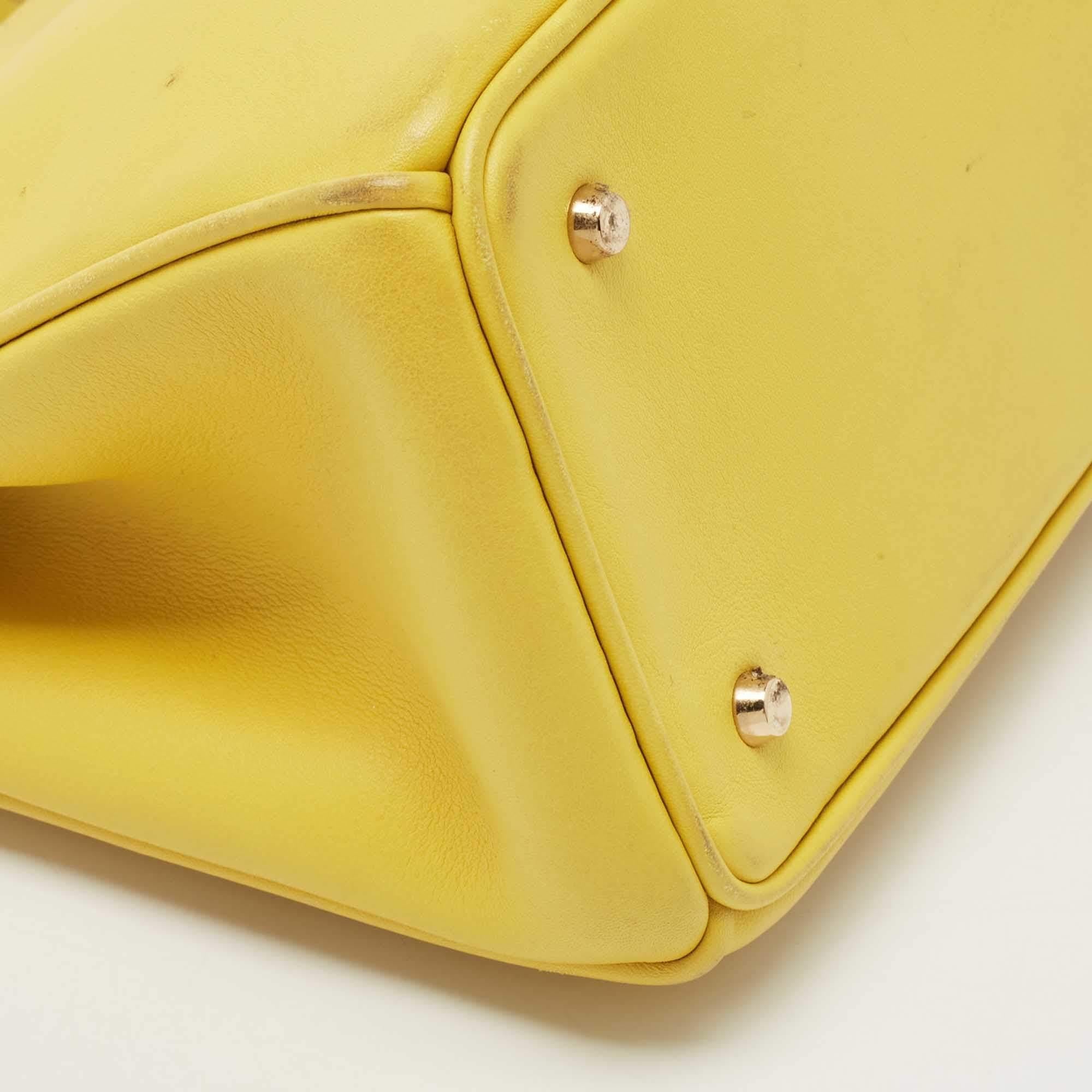 Dior Yellow Leather Mini Diorissimo Tote 11
