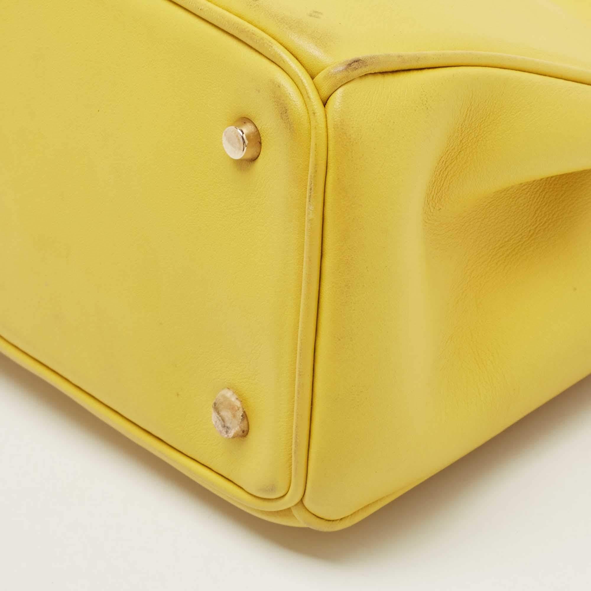 Dior Yellow Leather Mini Diorissimo Tote 12