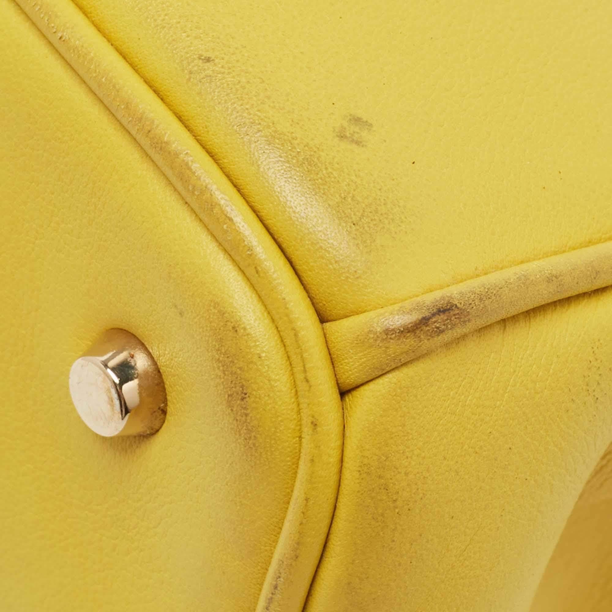 Dior Yellow Leather Mini Diorissimo Tote 13