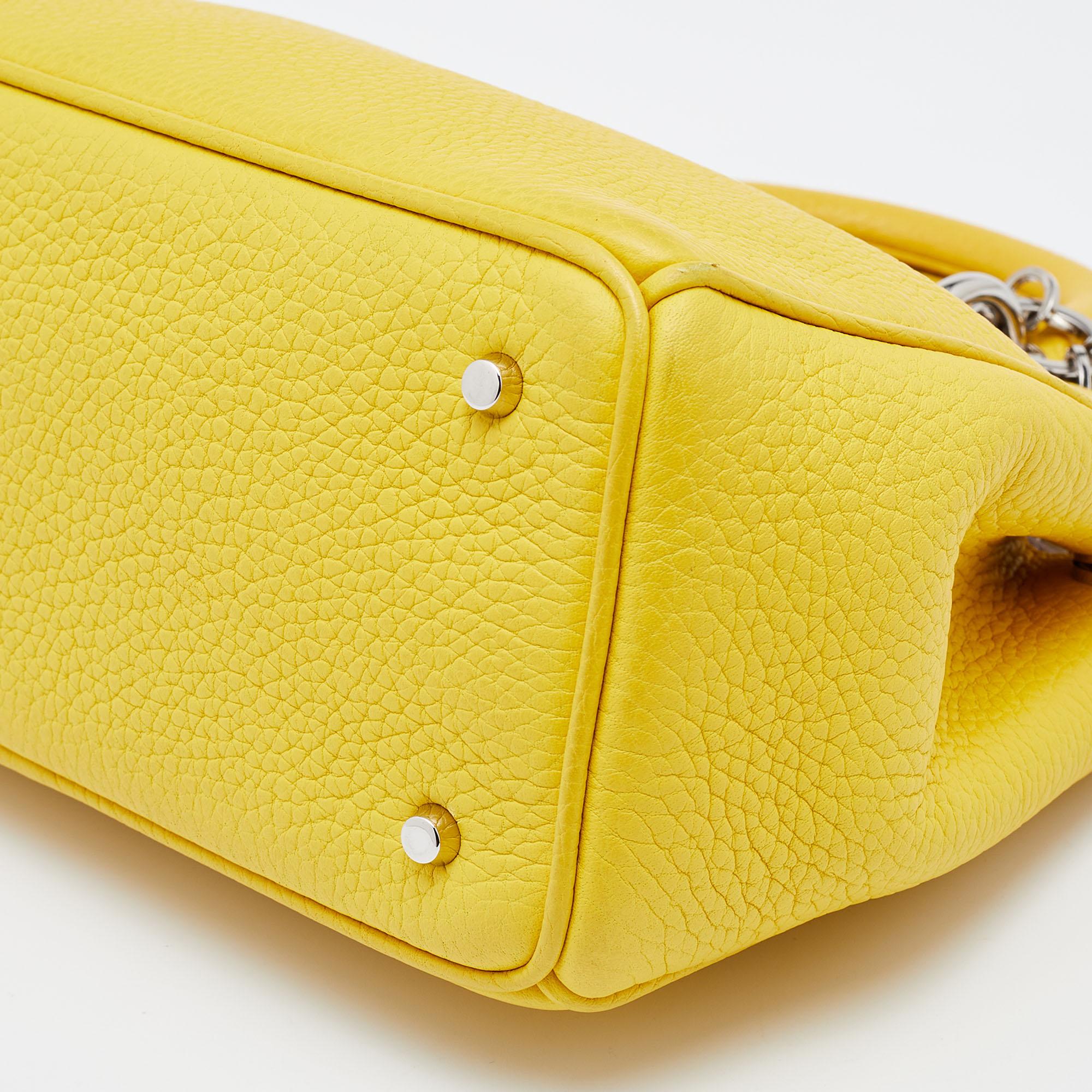 Women's Dior Yellow Leather Mini Diorissimo Tote