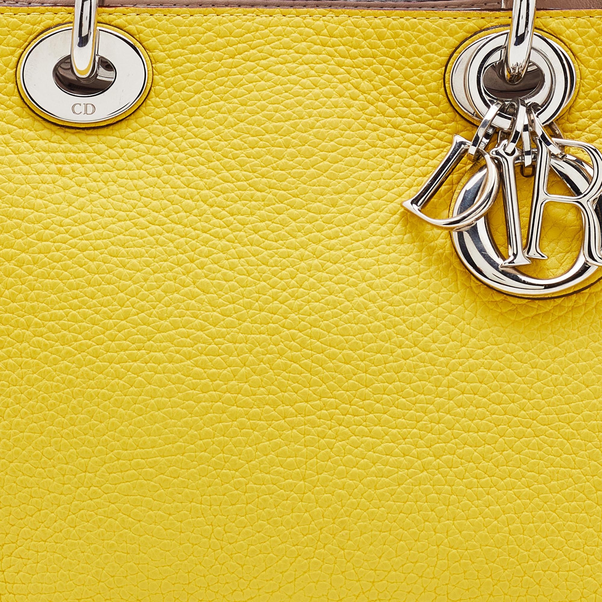 Dior Yellow Leather Mini Diorissimo Tote 1