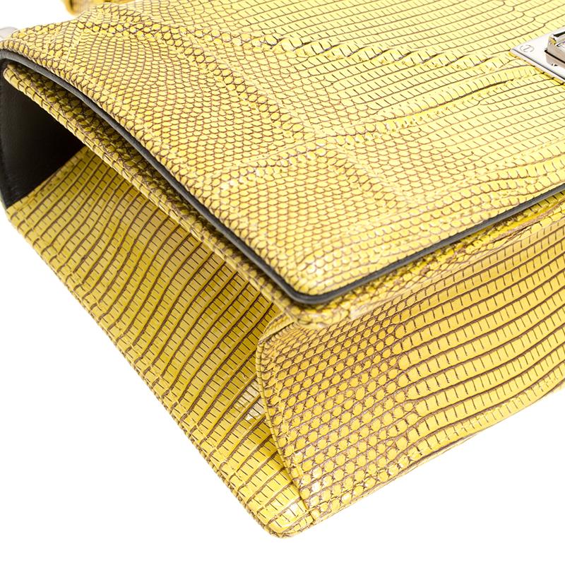 Dior Yellow Lizard Skin Small Diorama Shoulder Bag 6