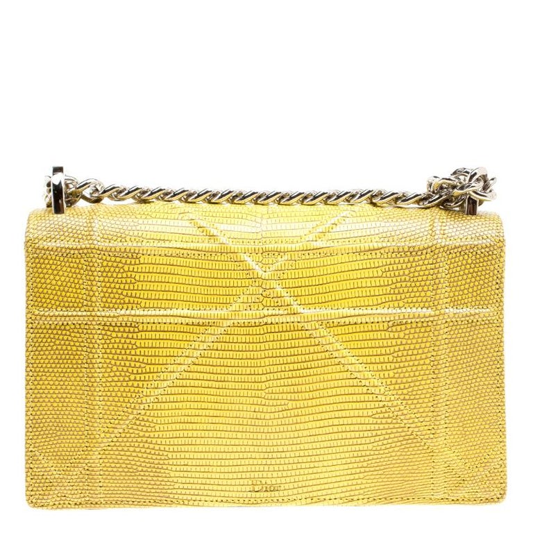 Dior Yellow Lizard Skin Small Diorama Shoulder Bag For Sale at 1stDibs |  lady dior lizard skin