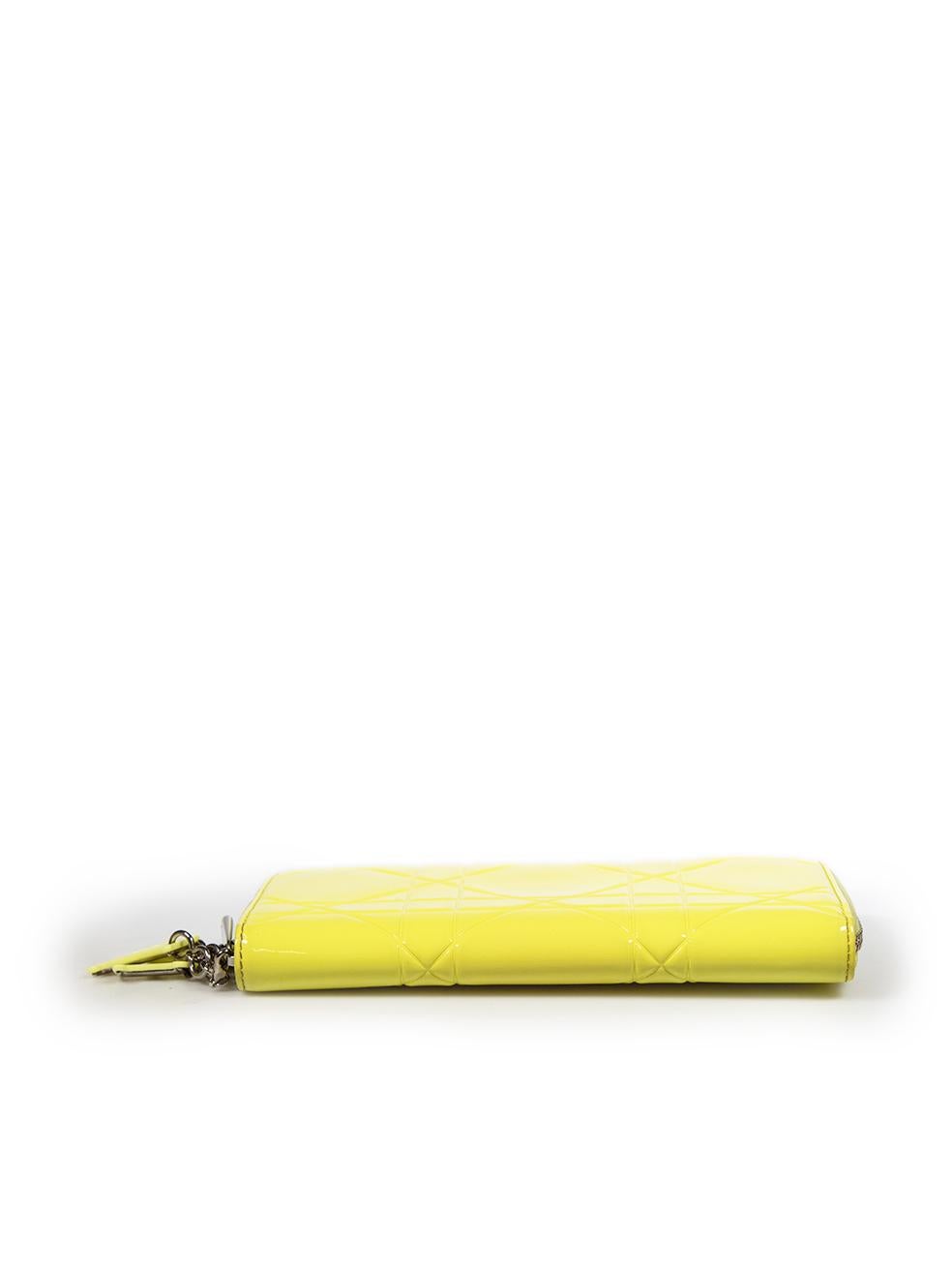 Women's Dior Yellow Patent Leather Lady Dior Zipped Wallet
