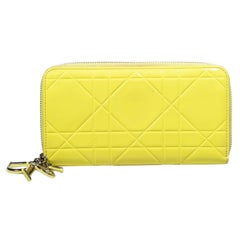Dior Yellow Patent Leather Lady Dior Zipped Wallet