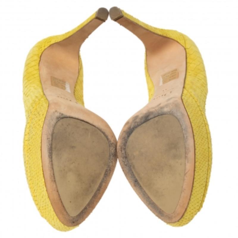 Dior Yellow Python Embossed Leather Miss Dior Platform Pumps Size 41 3
