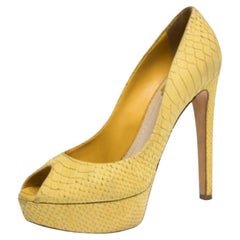 Dior Yellow Python Embossed Miss Dior Pumps Size 38.5