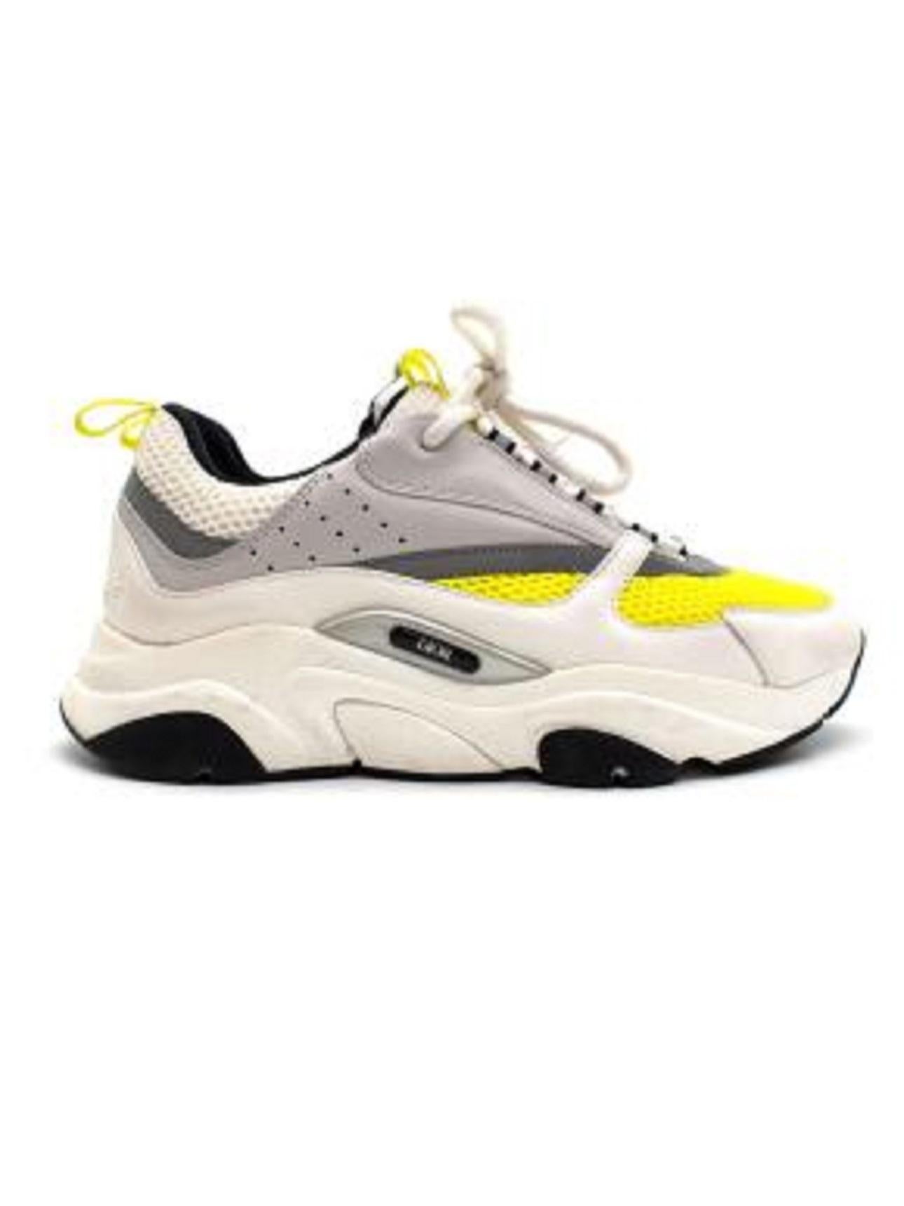 Dior Yellow & White B22 Sneakers In Good Condition For Sale In London, GB