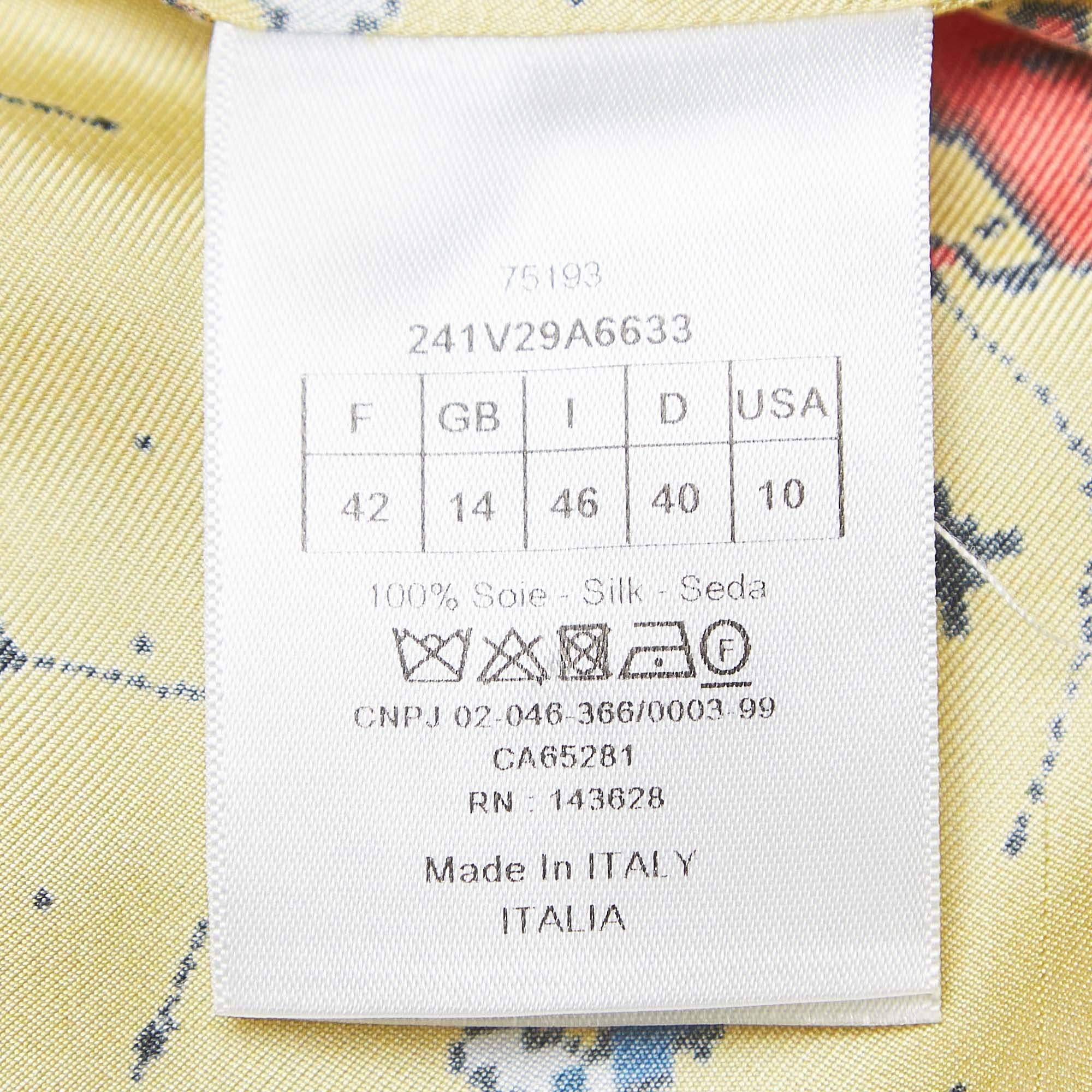 Dior Yellow Zodiac Print Silk Shirt and Shorts Set M/L 1