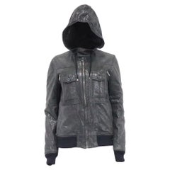 Dior Zipped Hooded Bomber Jacket in Black Leather
