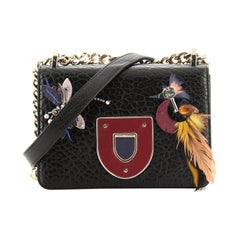 Diorama Club Flap Bag Leather with Applique Small