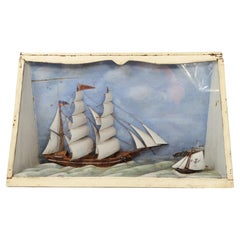 Diorama in shrine with trapezoidal shape depicting Brigantine late 19th century