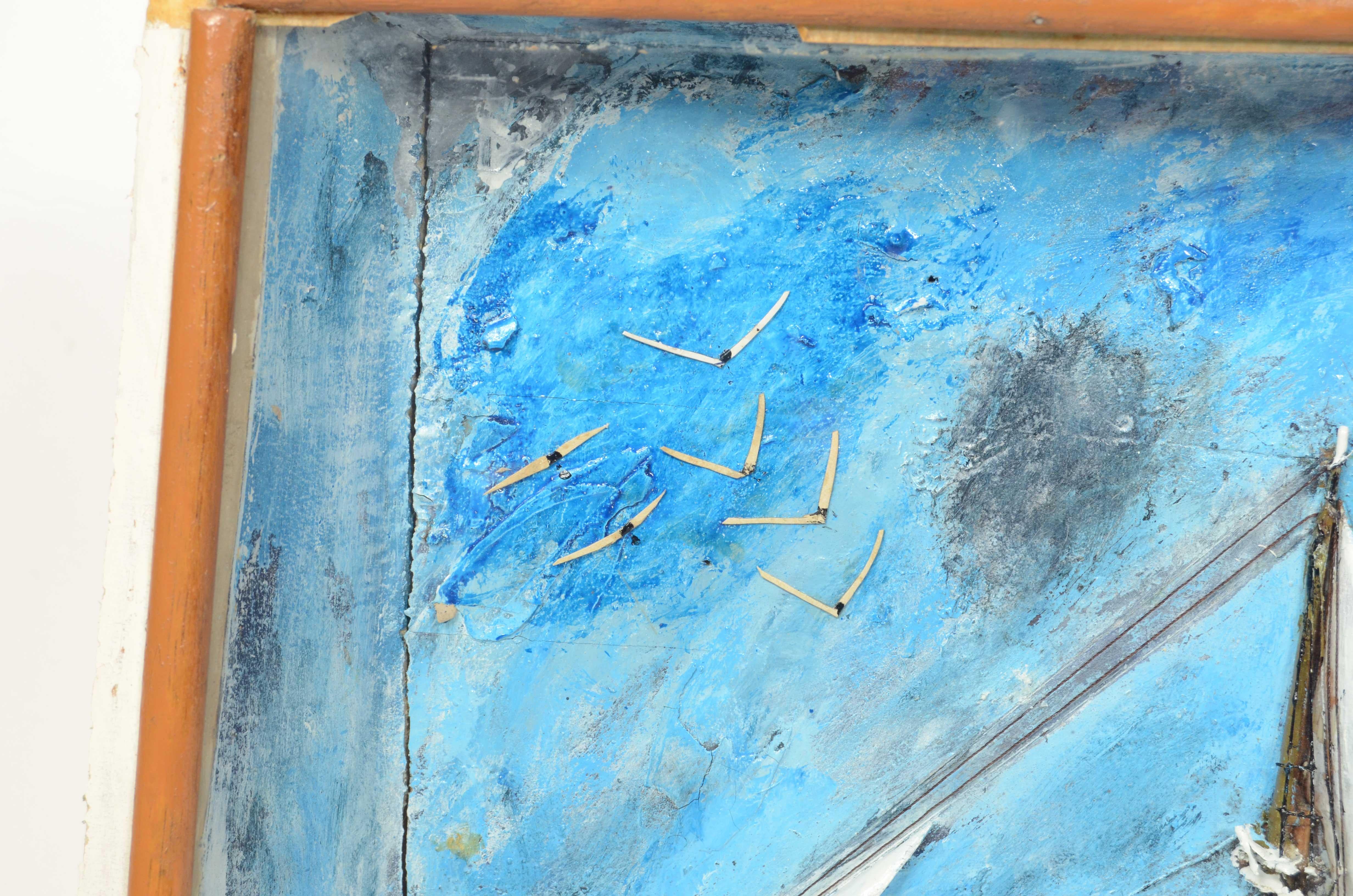 Diorama nautique de forme trapézoïdale d'une goélette à 5 mâts 1910 Bon état - En vente à Milan, IT