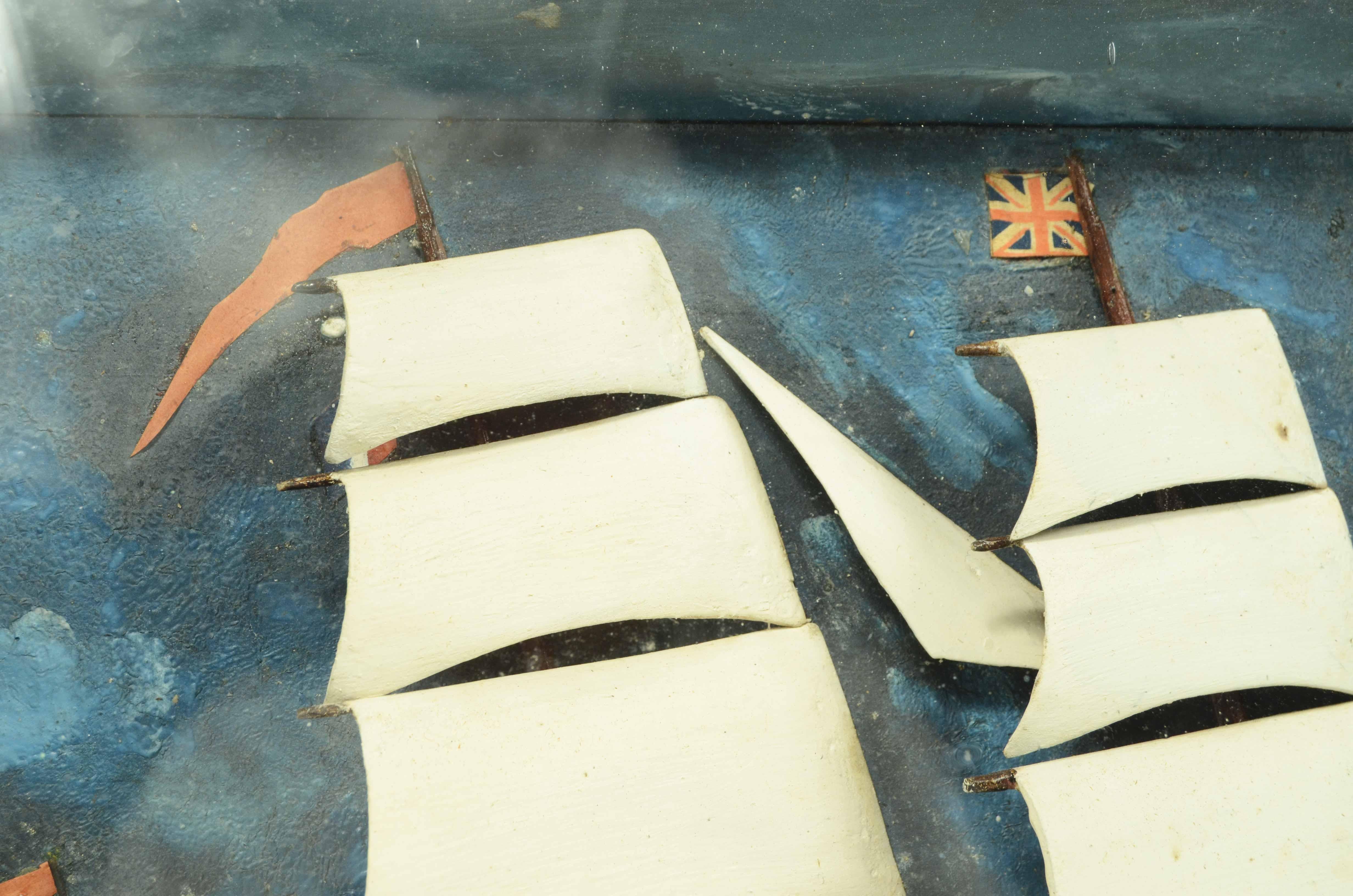 Diorama nautico in teca di legno e vetro di una goletta a vele spiegate inglese in vendita 9