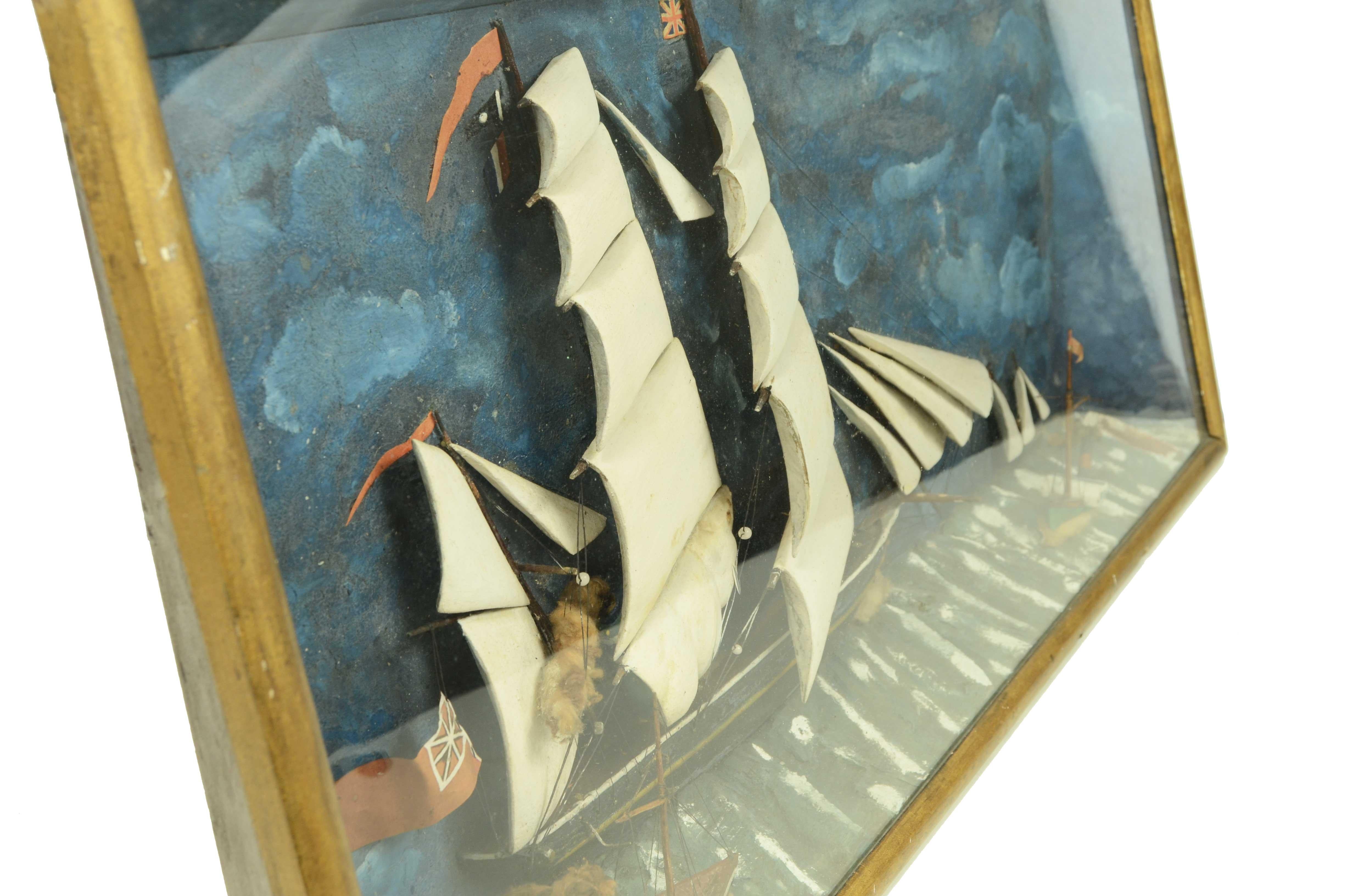 Diorama nautico in teca di legno e vetro di una goletta a vele spiegate inglese in vendita 10